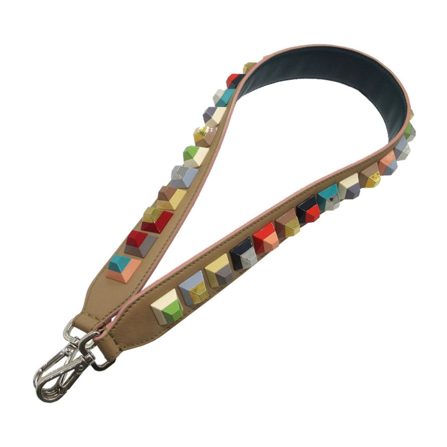 Fendi Strap You Studded Shoulder in Beige/Multicolor Leather 0558