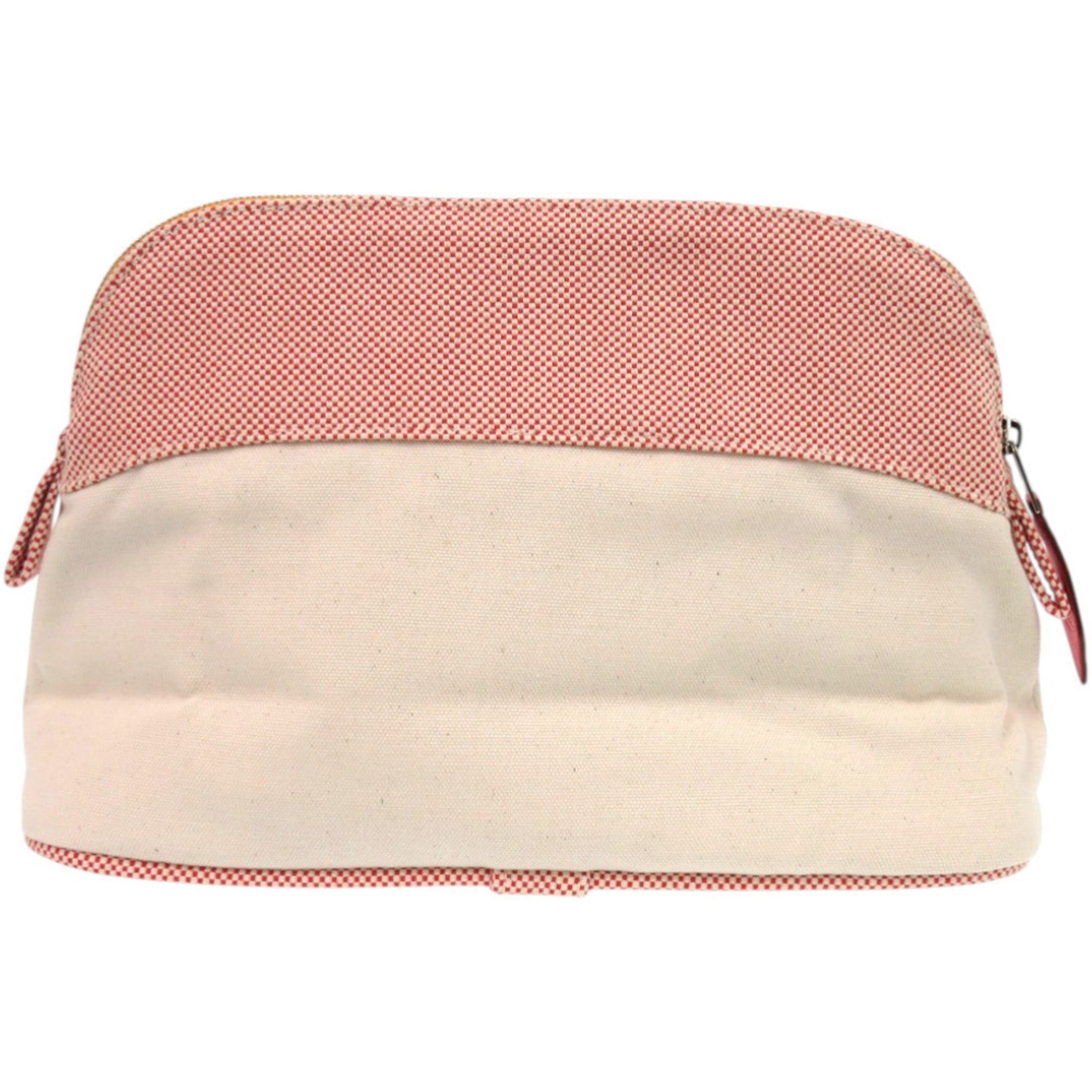 Like new Hermès Bolide Pouch with Horse Embroidery, Cotton, Ivory and White, Bag, 1247, HERMES