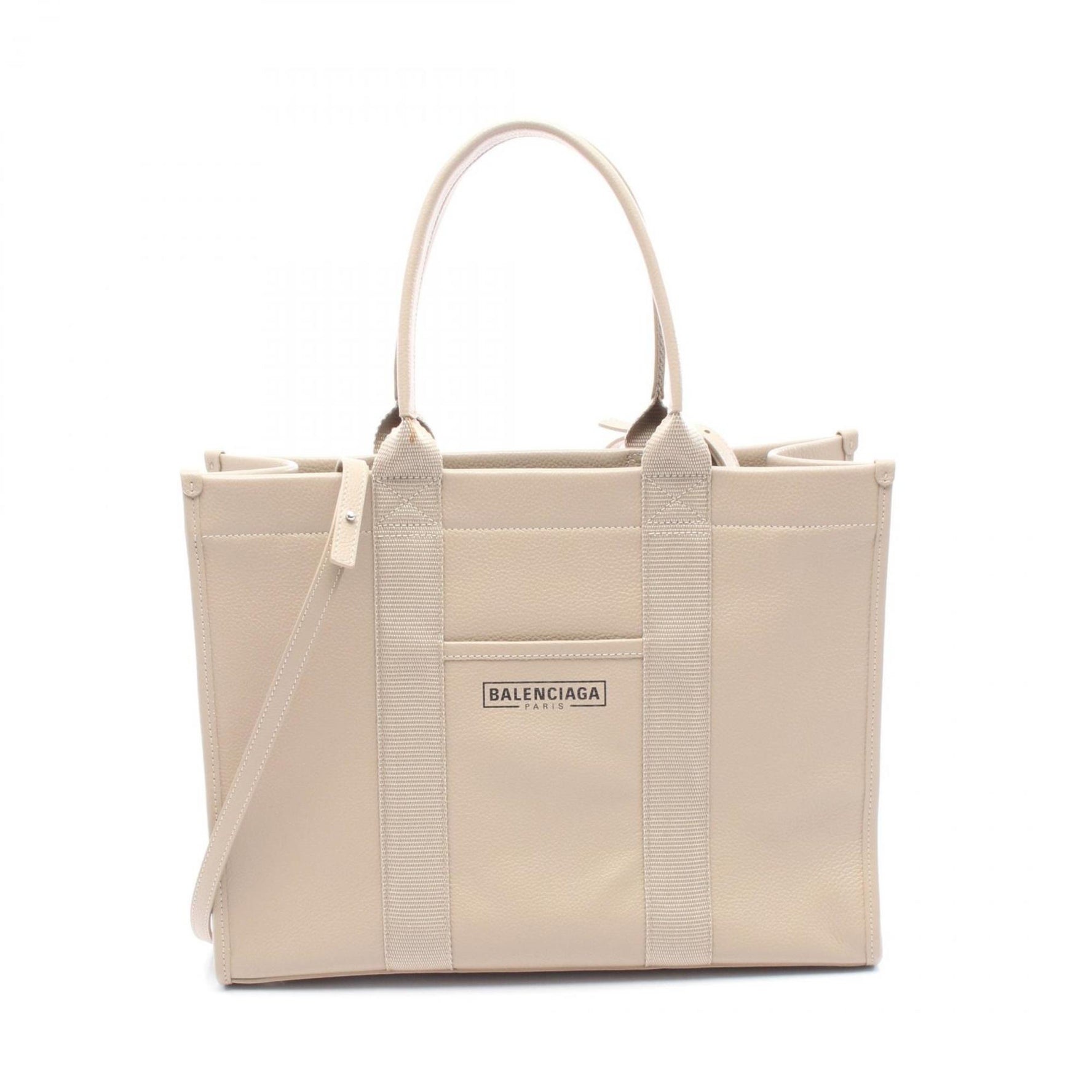 BALENCIAGA HARDWARE TOTE Hardware Tote Bag Leather Canvas Women's Beige