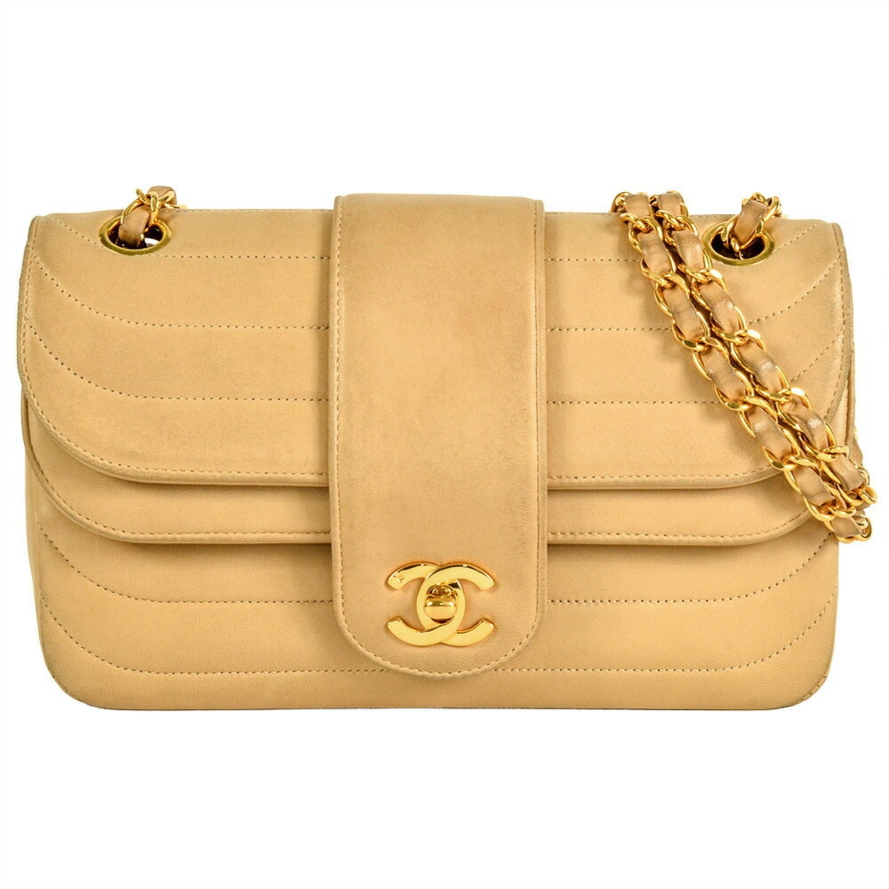 CHANEL Double Flap Chain Shoulder Bag in Lambskin with Coco Mark