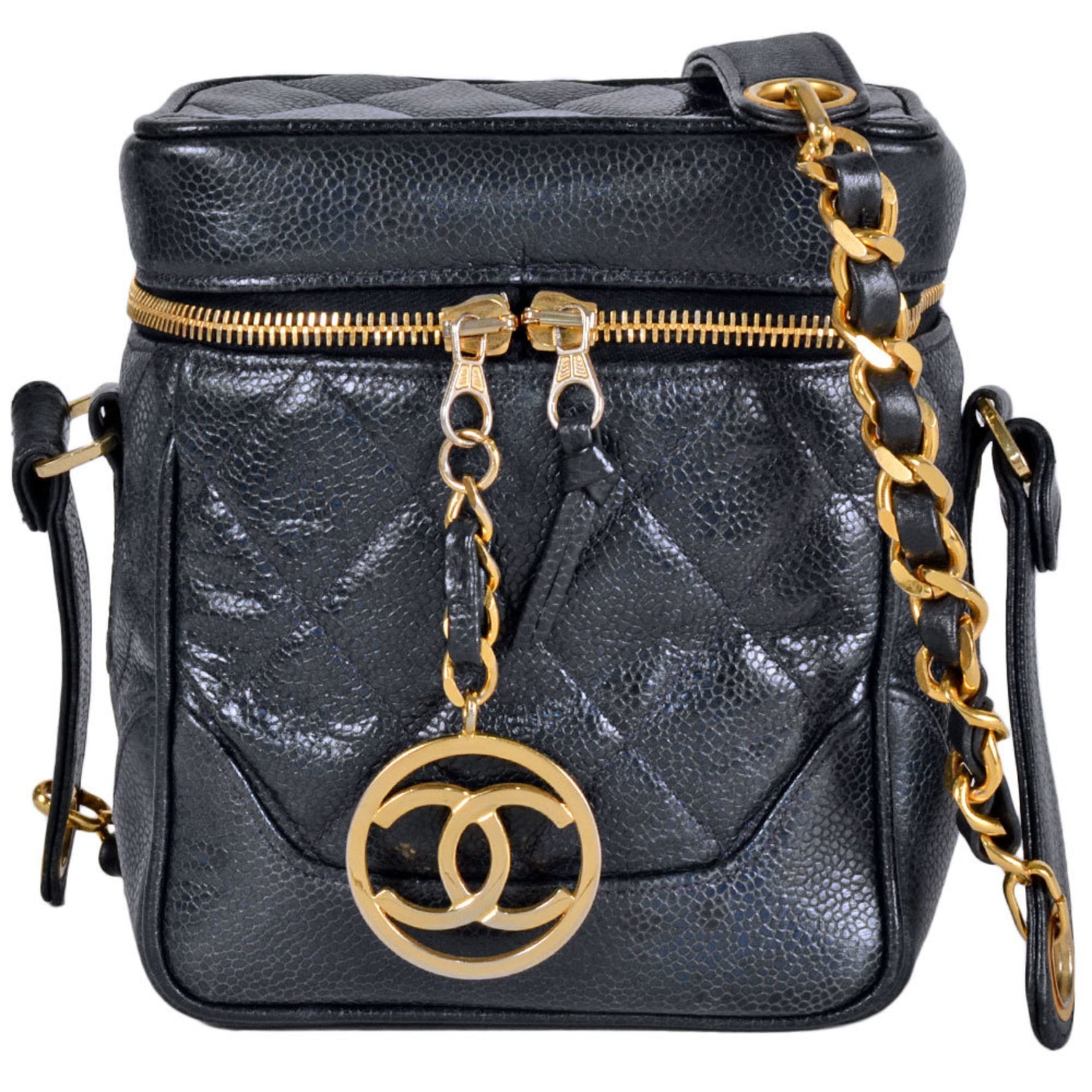 CHANEL Vanity Chain Shoulder Bag Caviar Skin