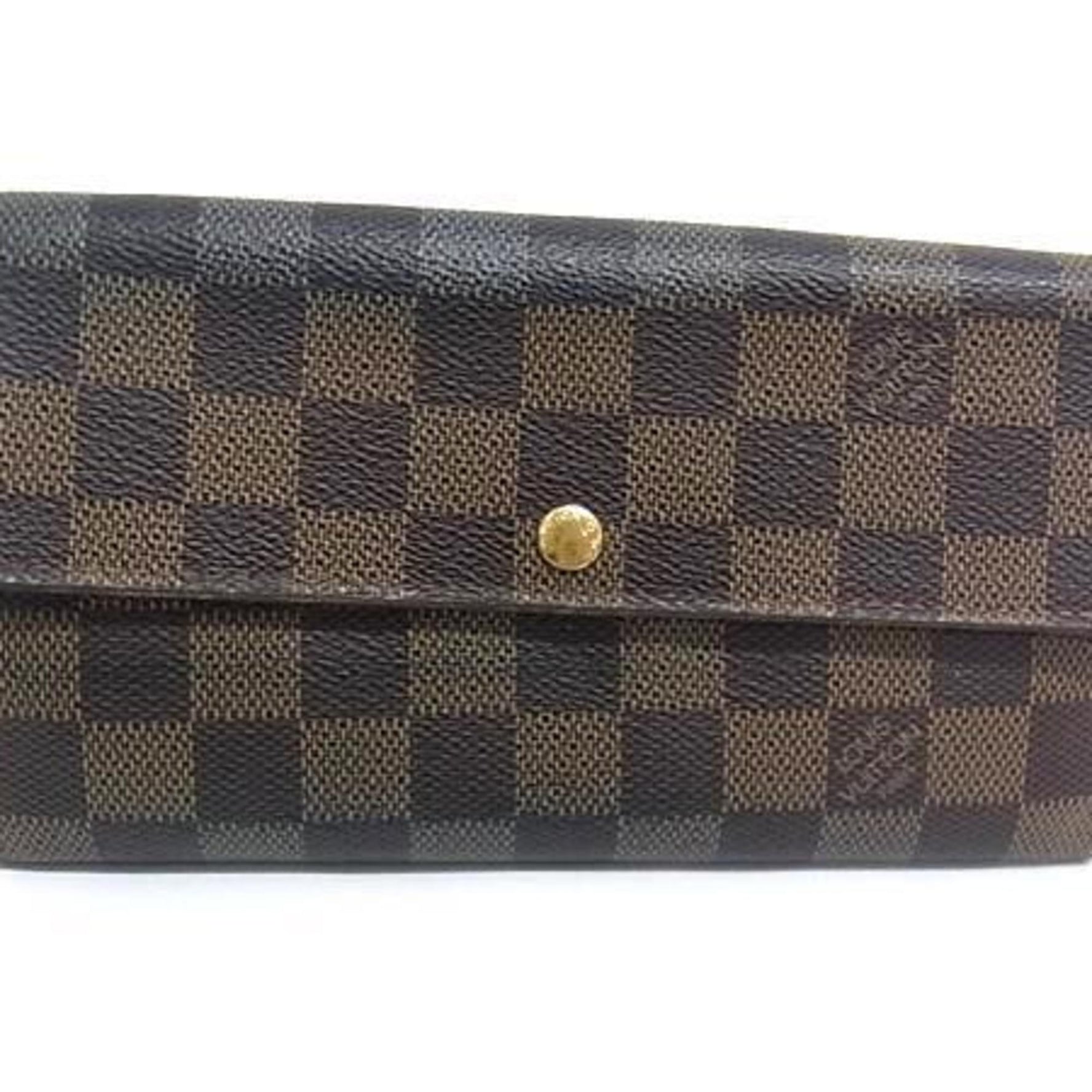 LOUIS VUITTON Damier Portefeuille Sarah Wallet N61726 Ebene Leather Bifold Long for Men and Women