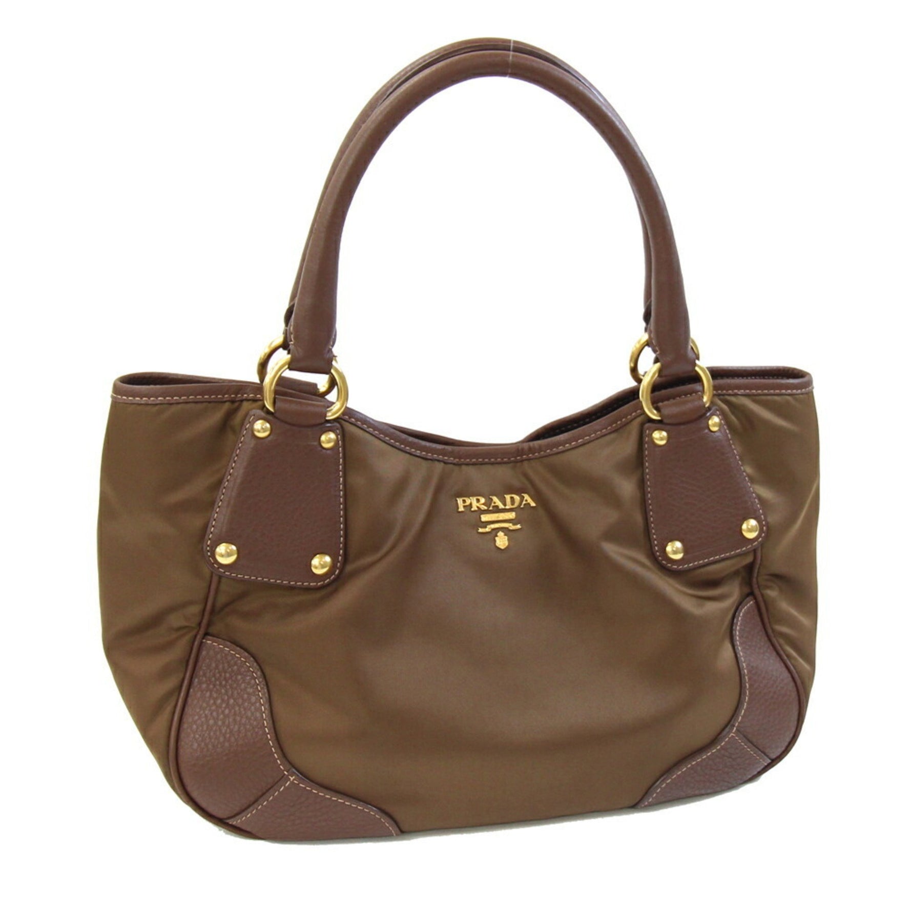 Prada Tote Bag Dark Brown Nylon and Leather