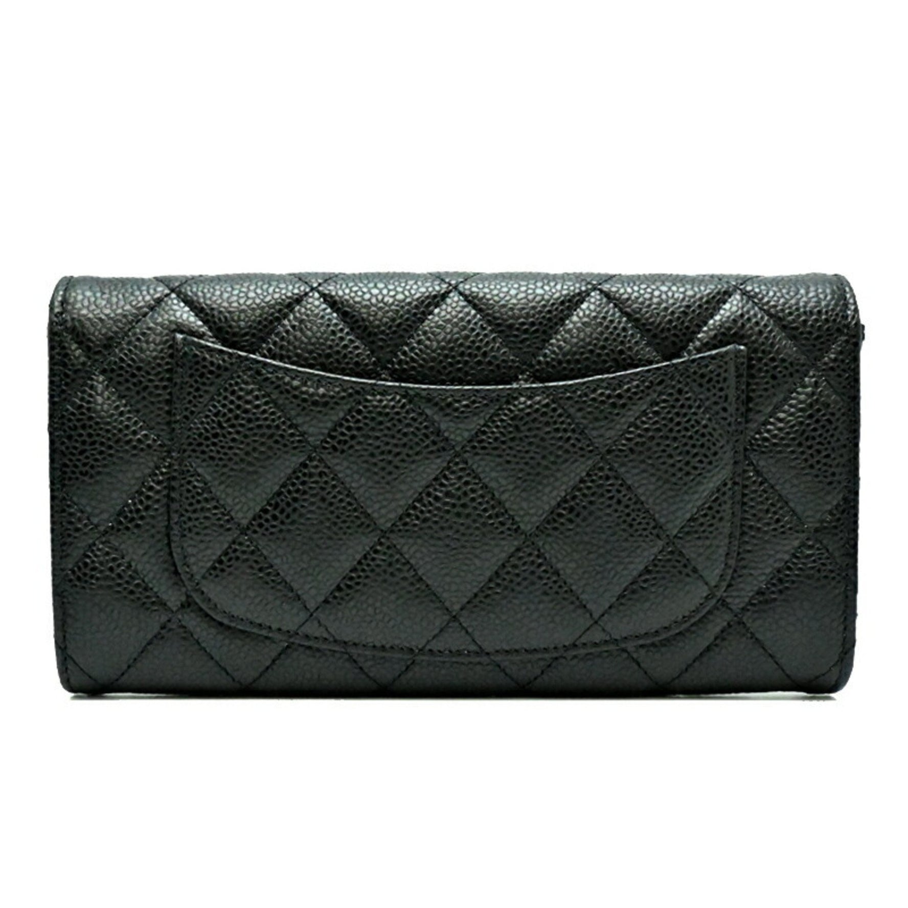 Chanel Timeless Classic Line Women's Long Wallet AP0241 Caviar Leather Black