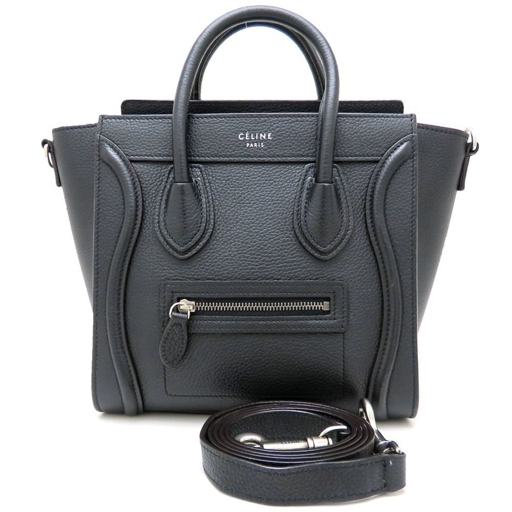CELINE Luggage Nano Shopper Handbag Drummed Calfskin Calf