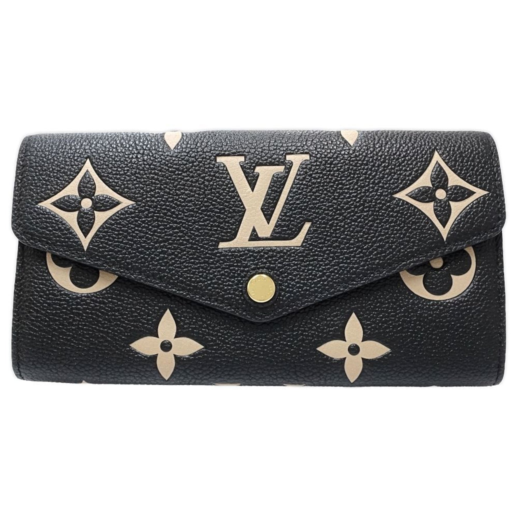 Louis Vuitton Long Wallet Portefeuille Sarah Monogram Empreinte Black Beige