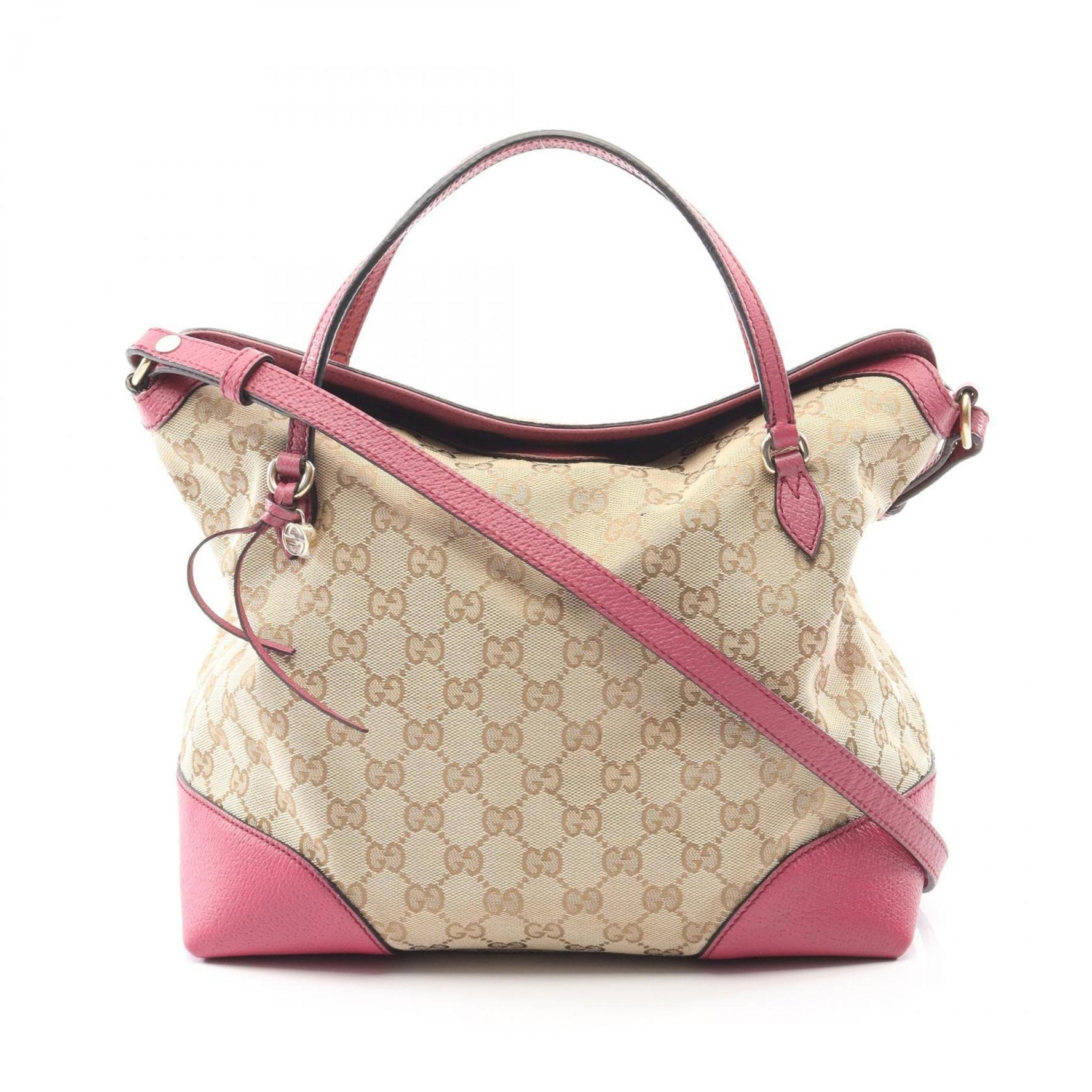 Gucci GG Brie Canvas Handbag, and Leather, Beige Pink
