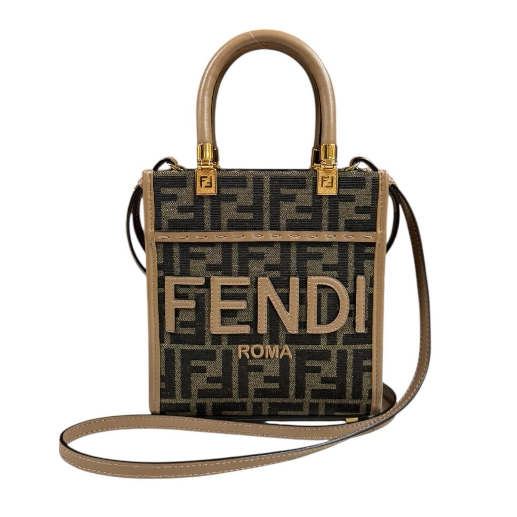 Fendi Sunshine Shopper Small Zucca Shoulder Bag