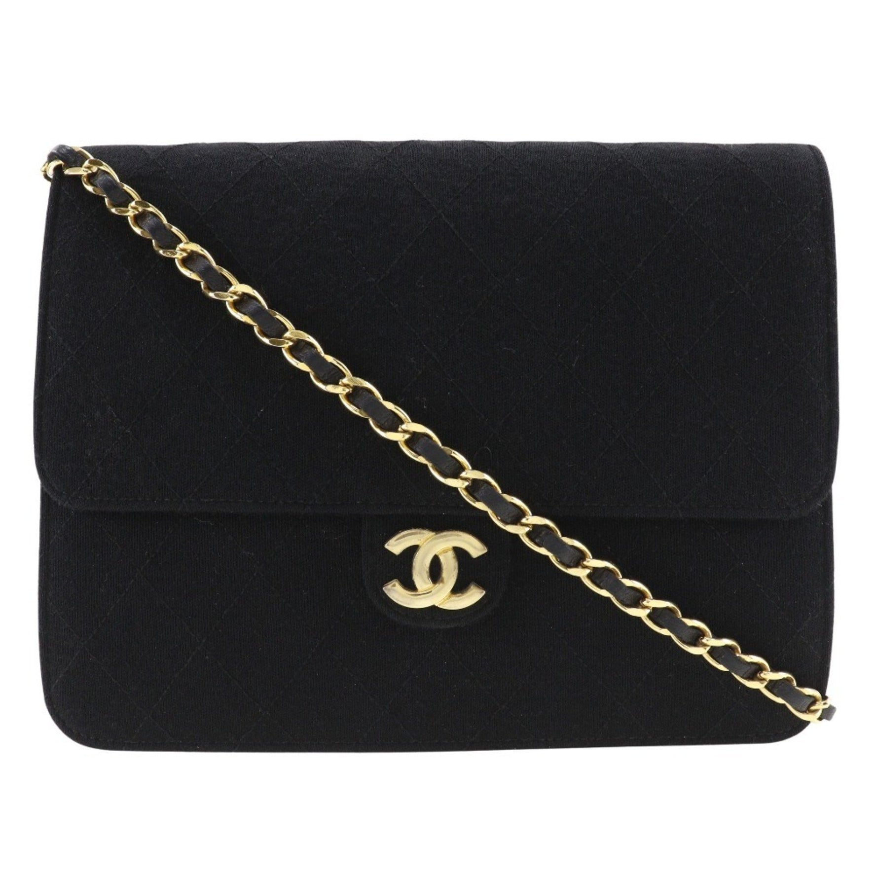 CHANEL Chain Shoulder Bag, Matelasse, Cotton, Snap Button, ChainShoulder
