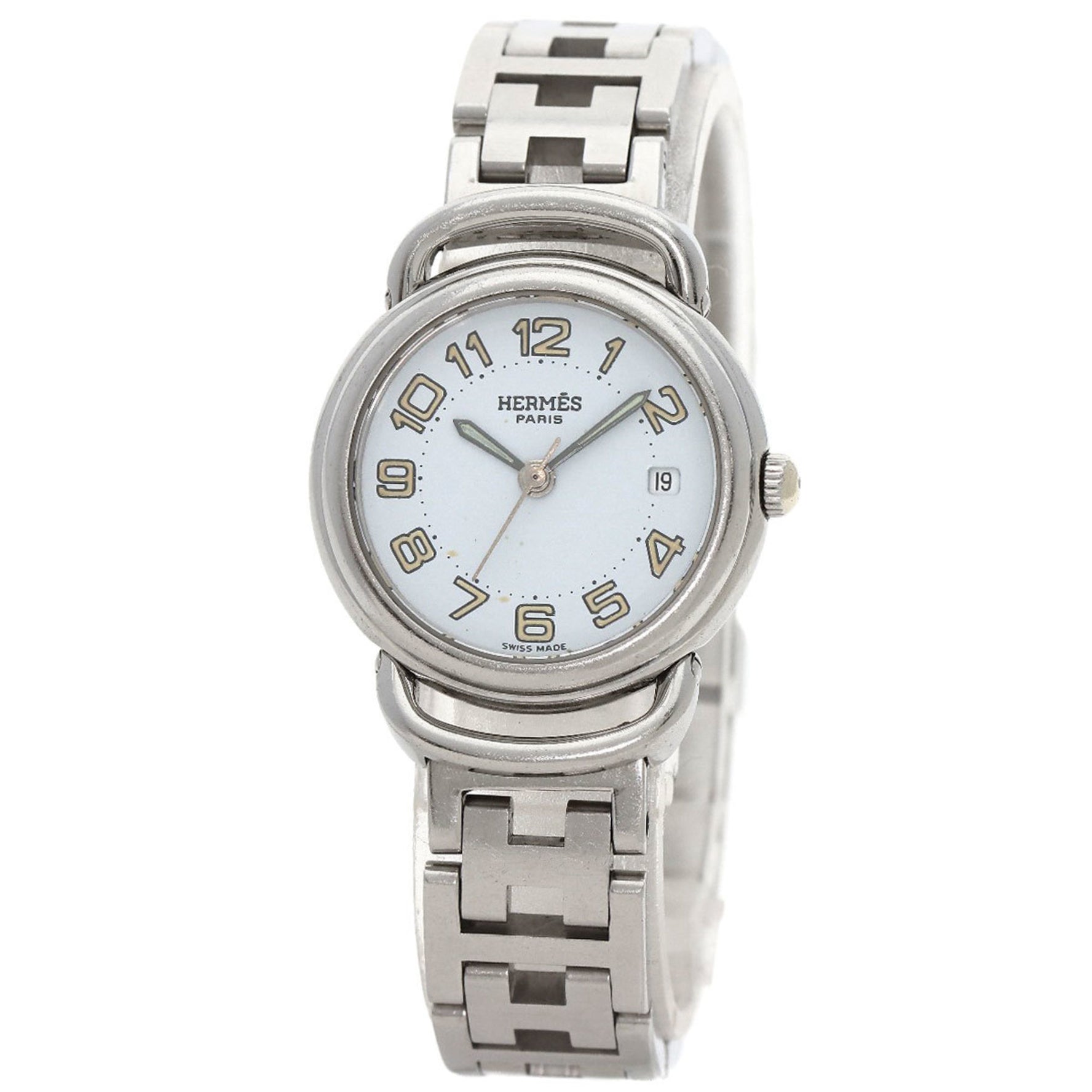 Hermes PU2.210 Pullman Watch Stainless Steel SS Ladies HERMES