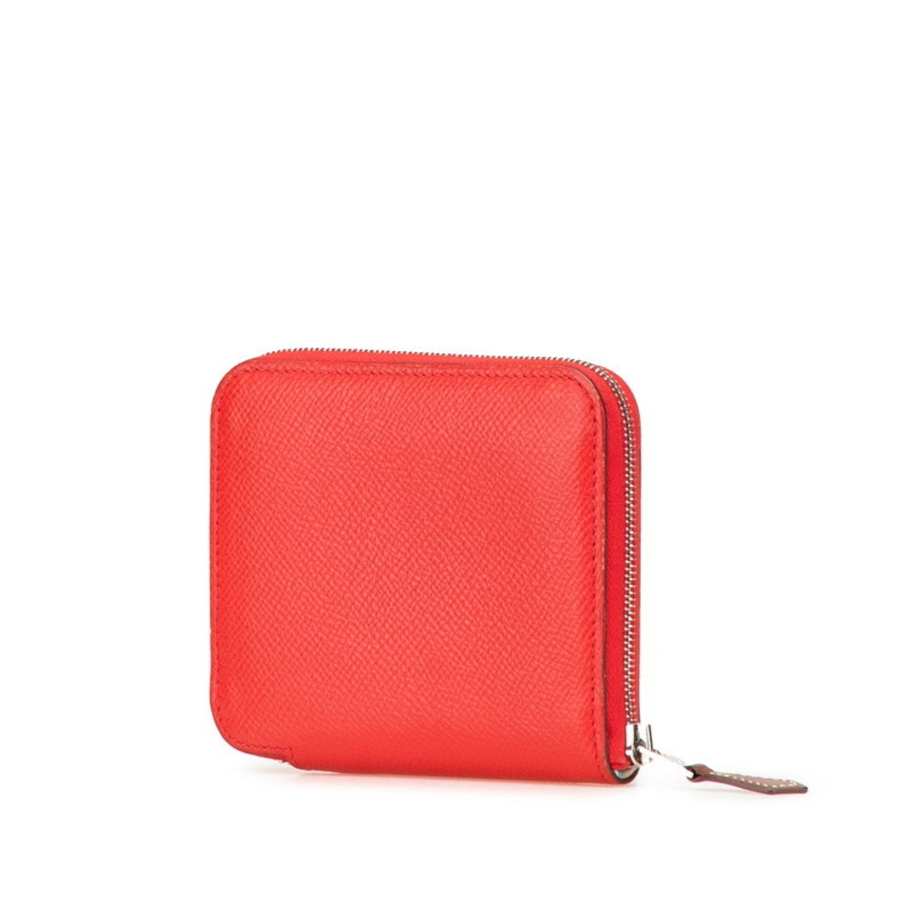 Hermès Azap Compact Silk In Silver Hardware Bifold Wallet/Coin Case Red Rouge Epsom Leather HERMES