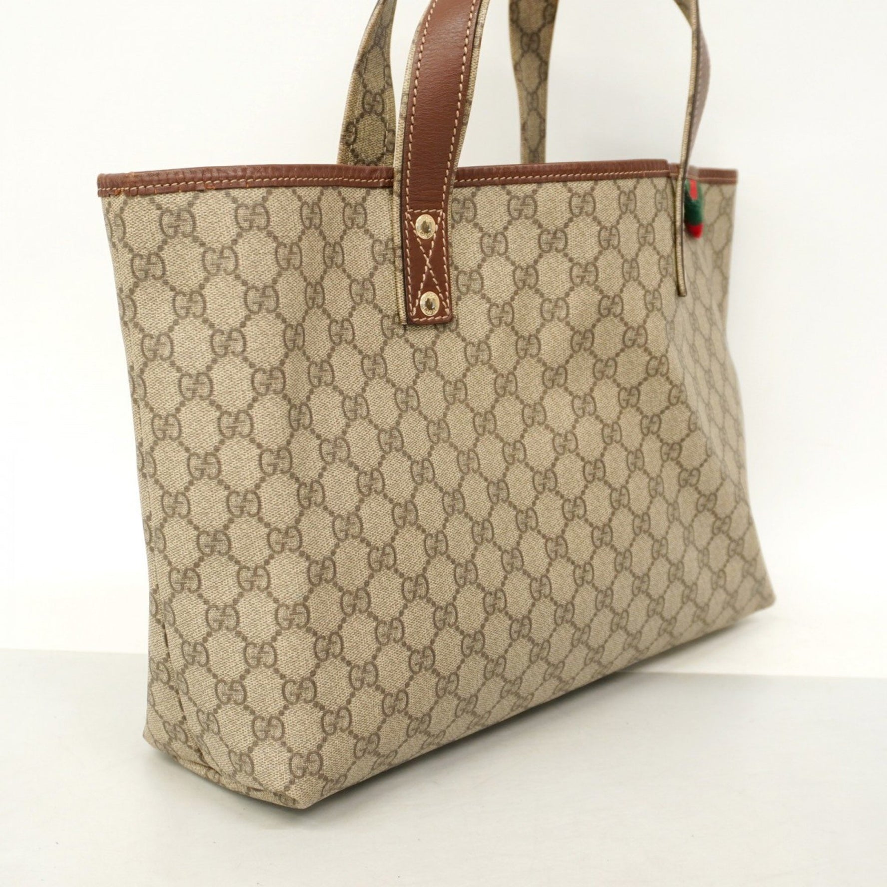 Gucci GG Supreme Sherry Line Tote Bag Champagne