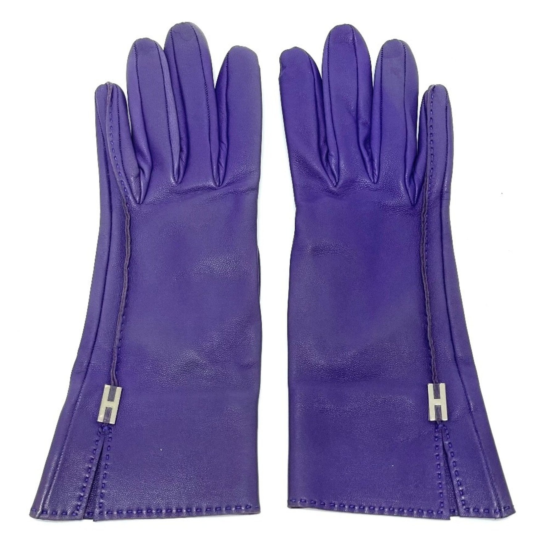 HERMES H hardware leather gloves
