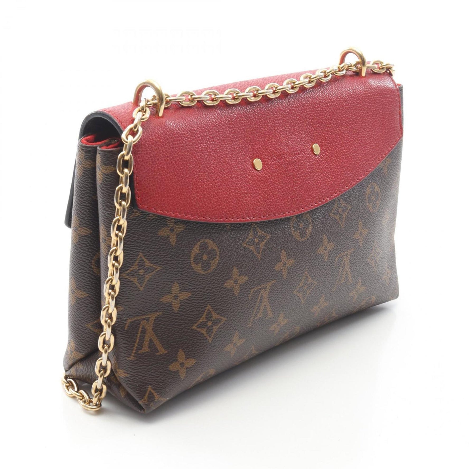 Louis Vuitton Saint-Placide Shoulder Bag, Coated Canvas and Leather, Monogram, Brown Red