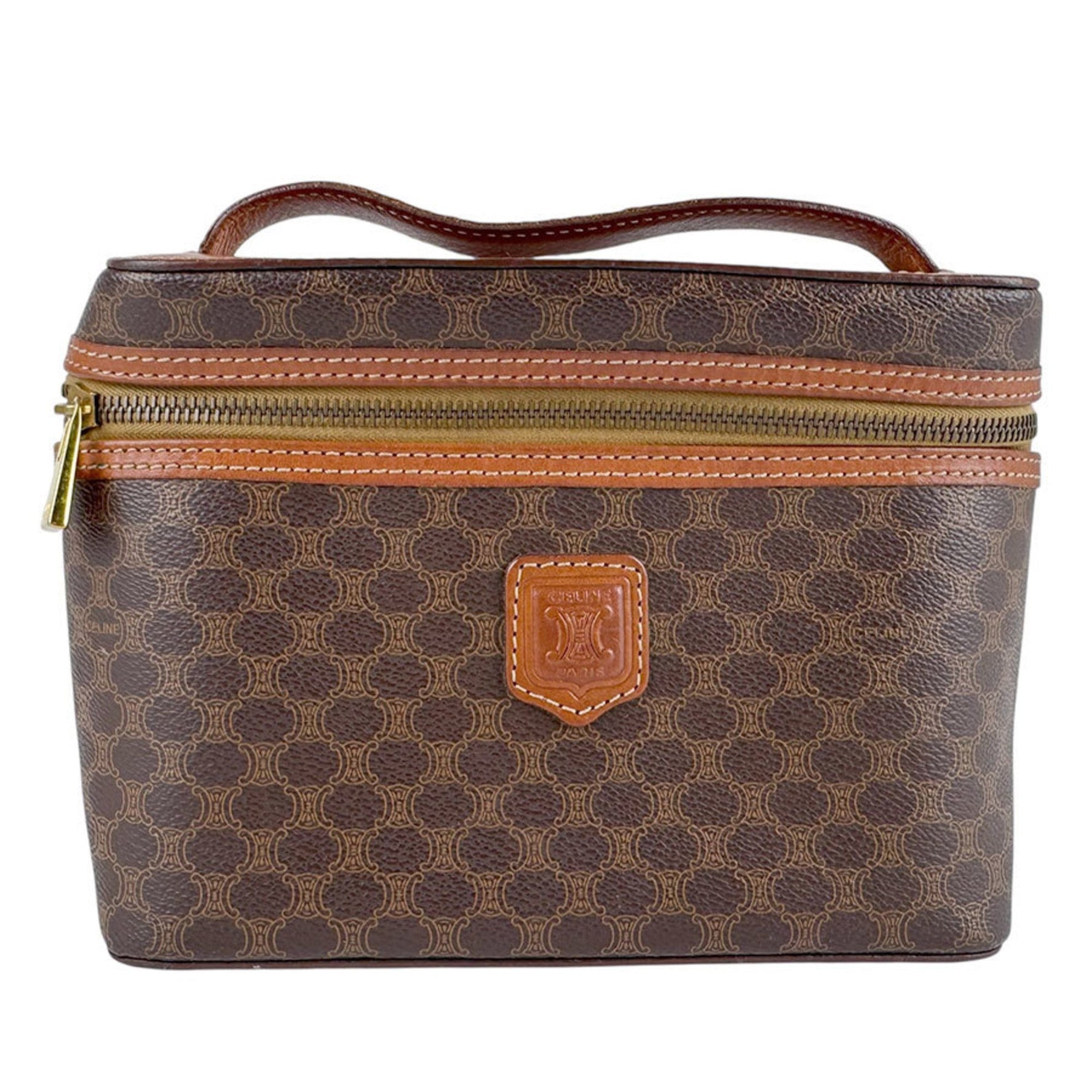 CELINE handbag pouch macadam coated canvas leather ladies