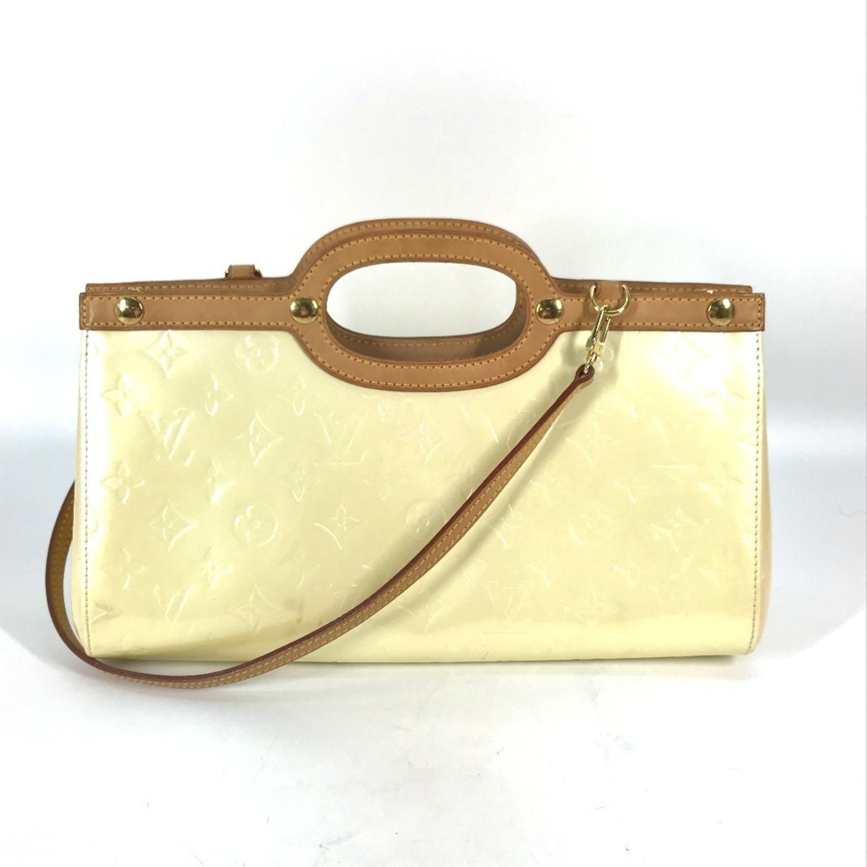 LOUIS VUITTON M91374 Monogram Vernis Roxbury Drive Handbag/Shoulder Bag, Canvas, Women's, Perle White