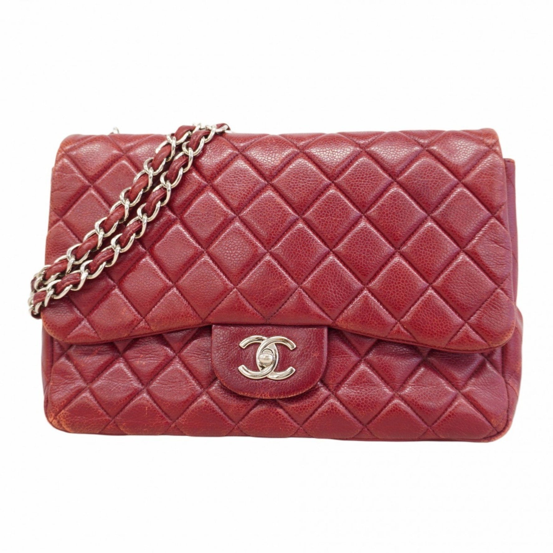 Chanel Shoulder Bag, Deca Matelasse, Chain Caviar Skin, Red