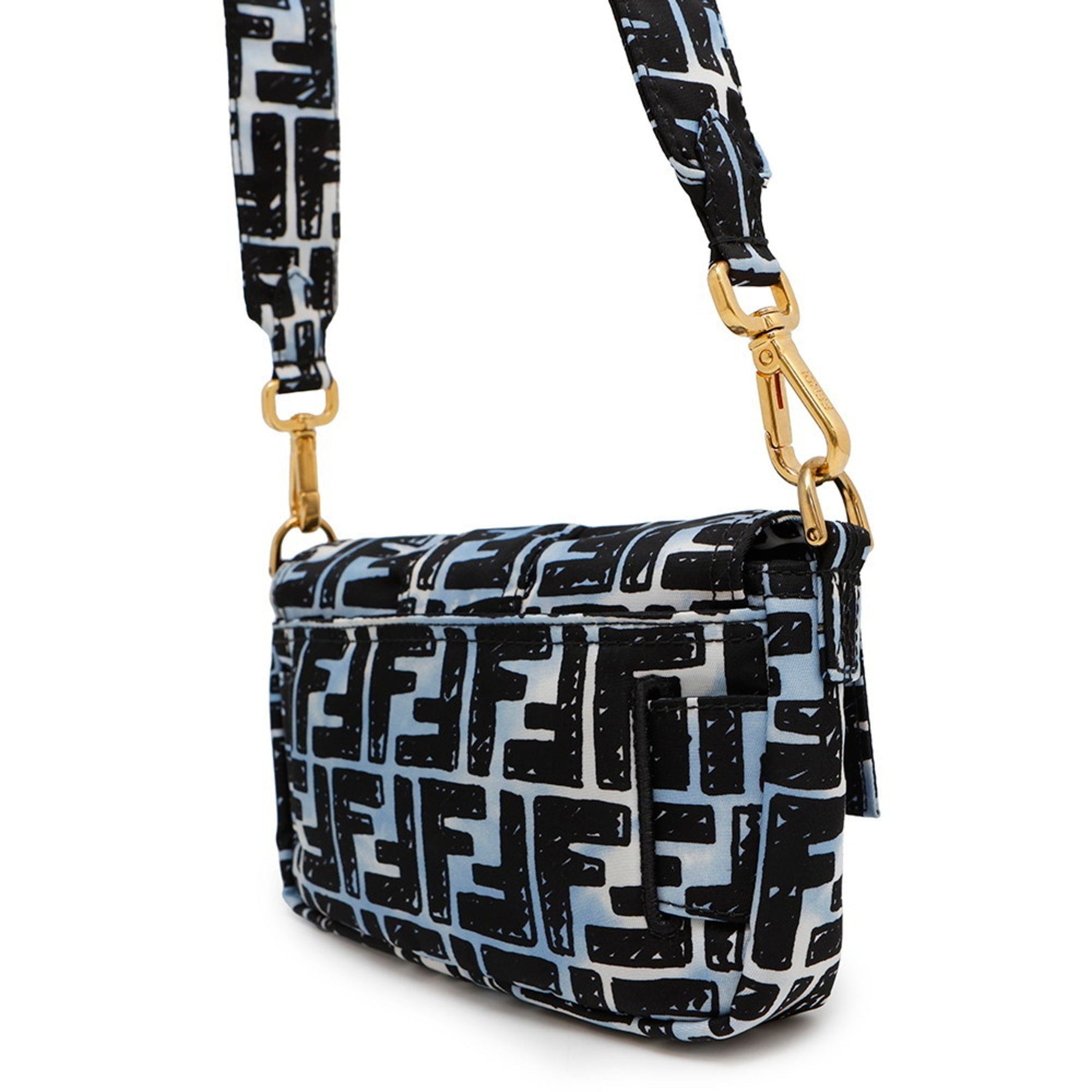 Fendi Shoulder Bag Joshua Vides Collaboration Zucca Mini Baguette Nylon Body Black