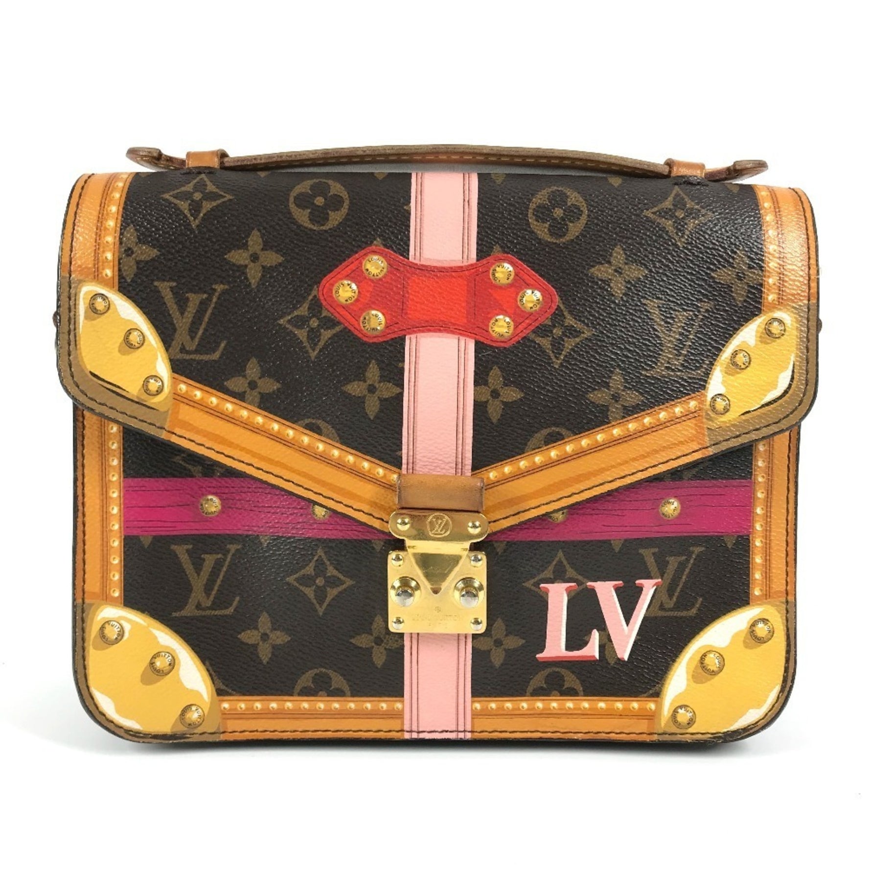 Louis Vuitton Monogram Summer Trunk Pochette Metis Bag Shoulder Crossbody Handbag Canvas Brown