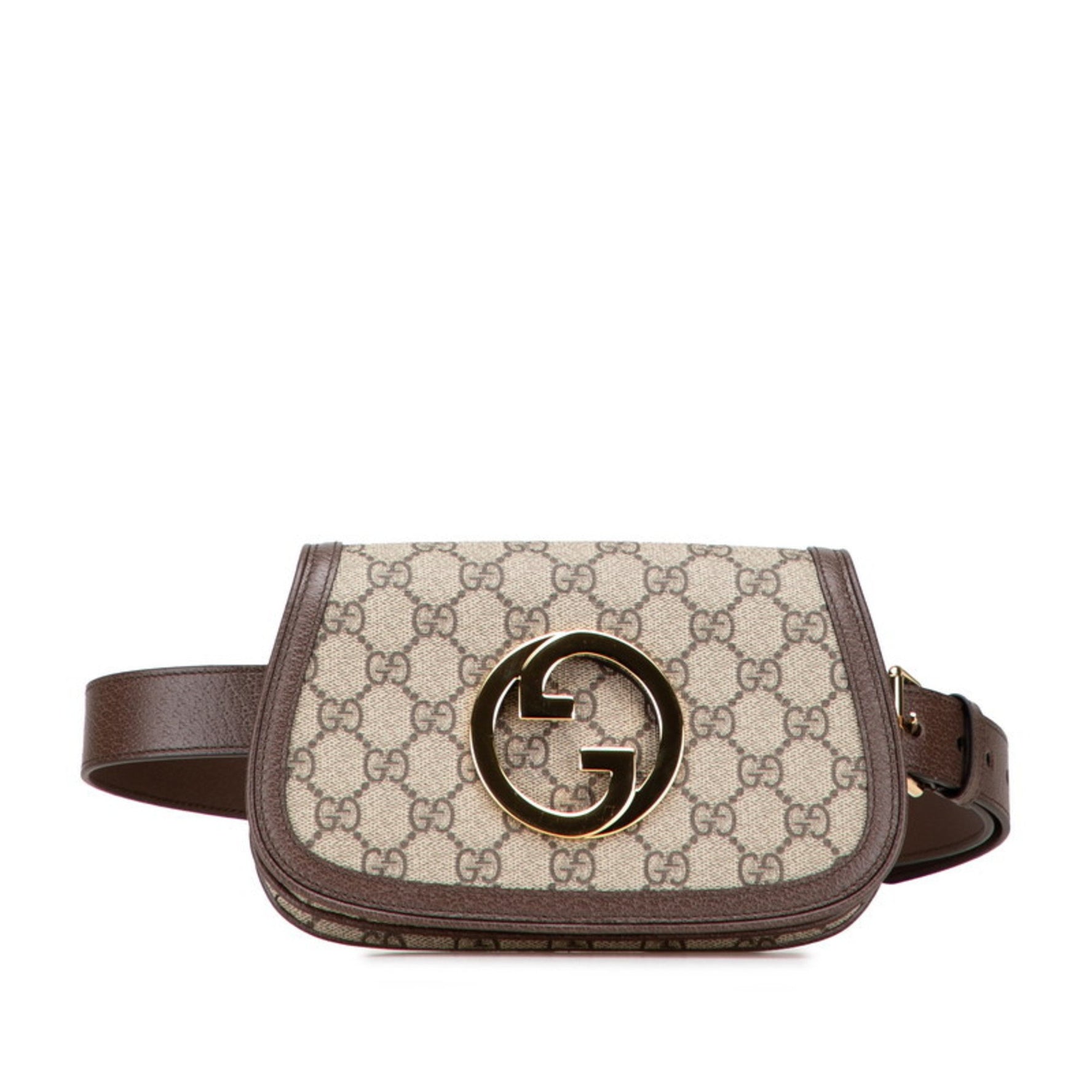 Gucci GG Supreme Blondie Body Bag, Belt Waist Bag Brown and Beige Leather