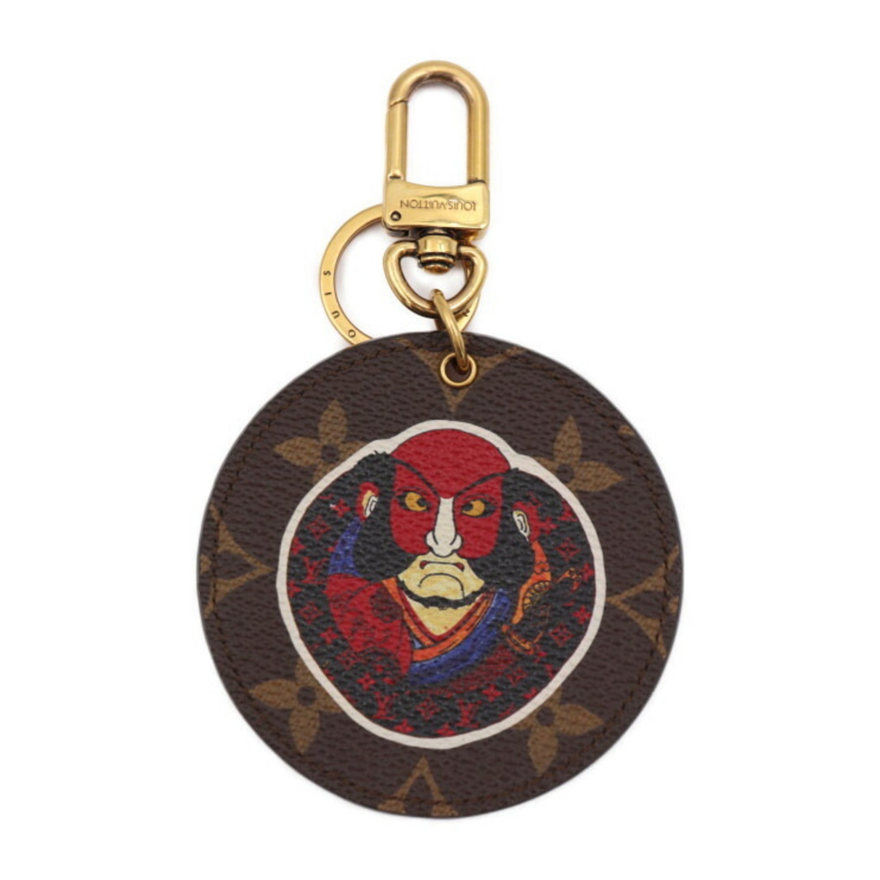 Louis Vuitton Portocle Illustre Keychain Monogram Canvas Leather Brown Red Gold Hardware Kansai Yamamoto Kabuki Keyring Bag Charm Vuitton