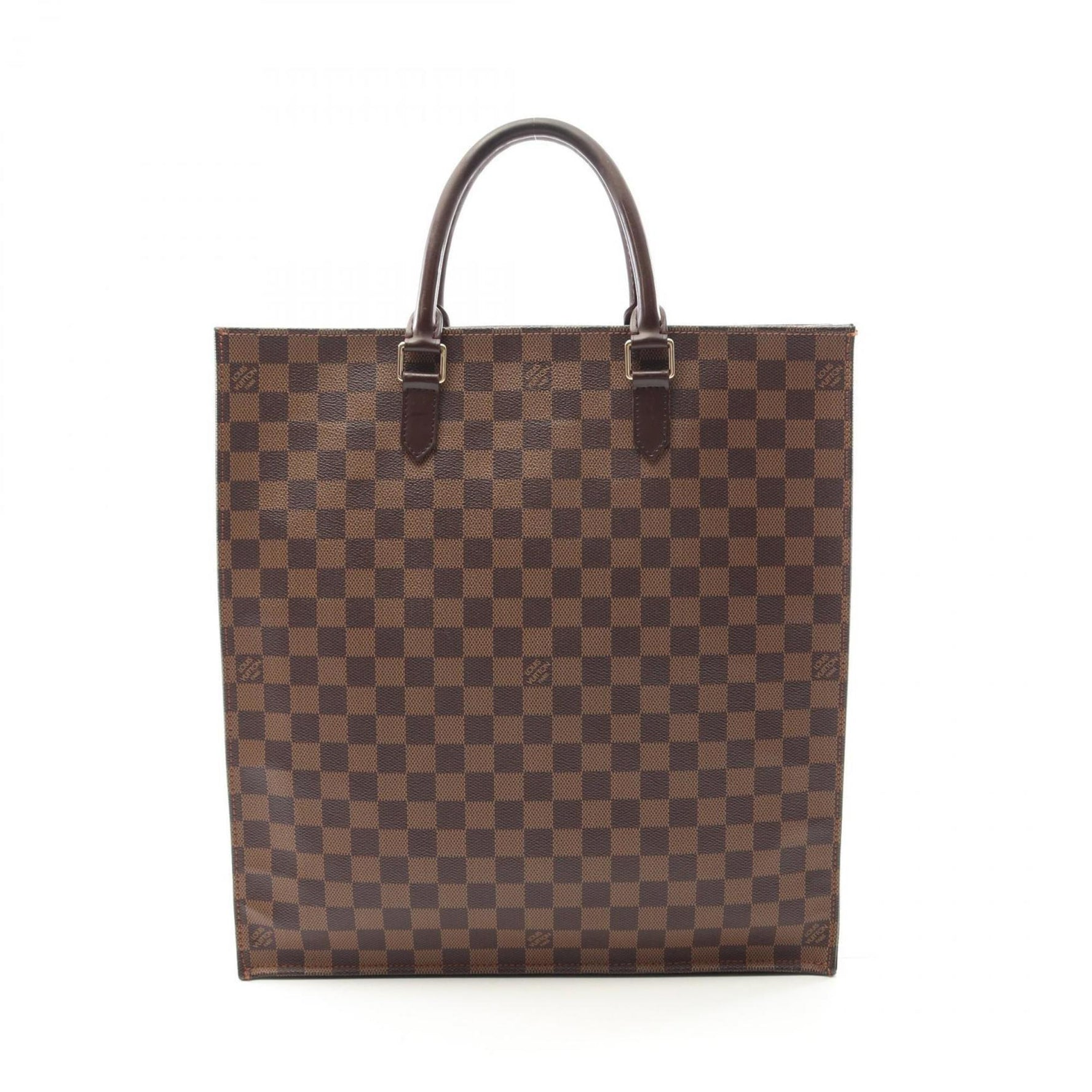 Louis Vuitton Sac Plat Damier Ebene Tote Bag Coated Canvas Leather