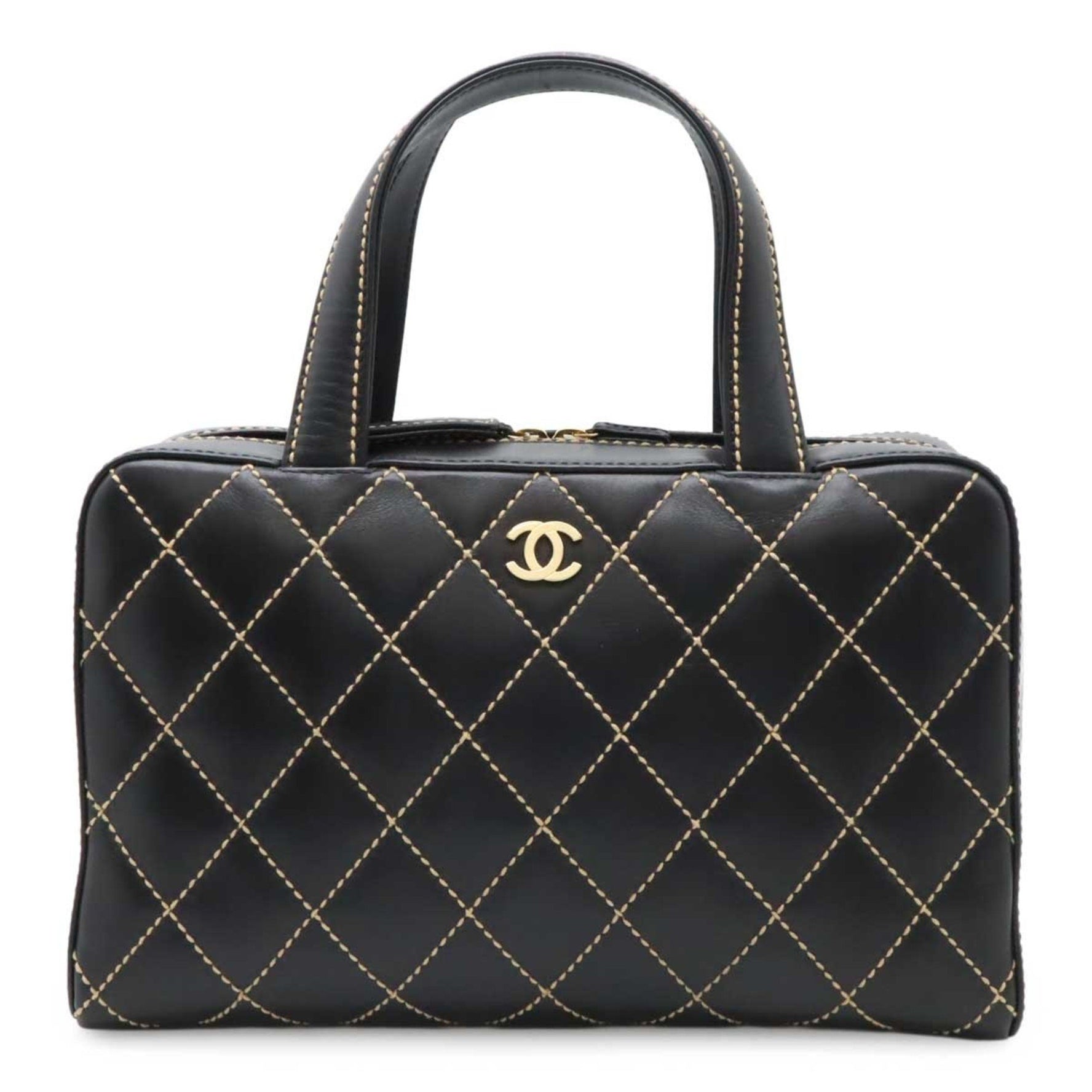 CHANEL Wild Stitch Coco Mark Handbag Leather