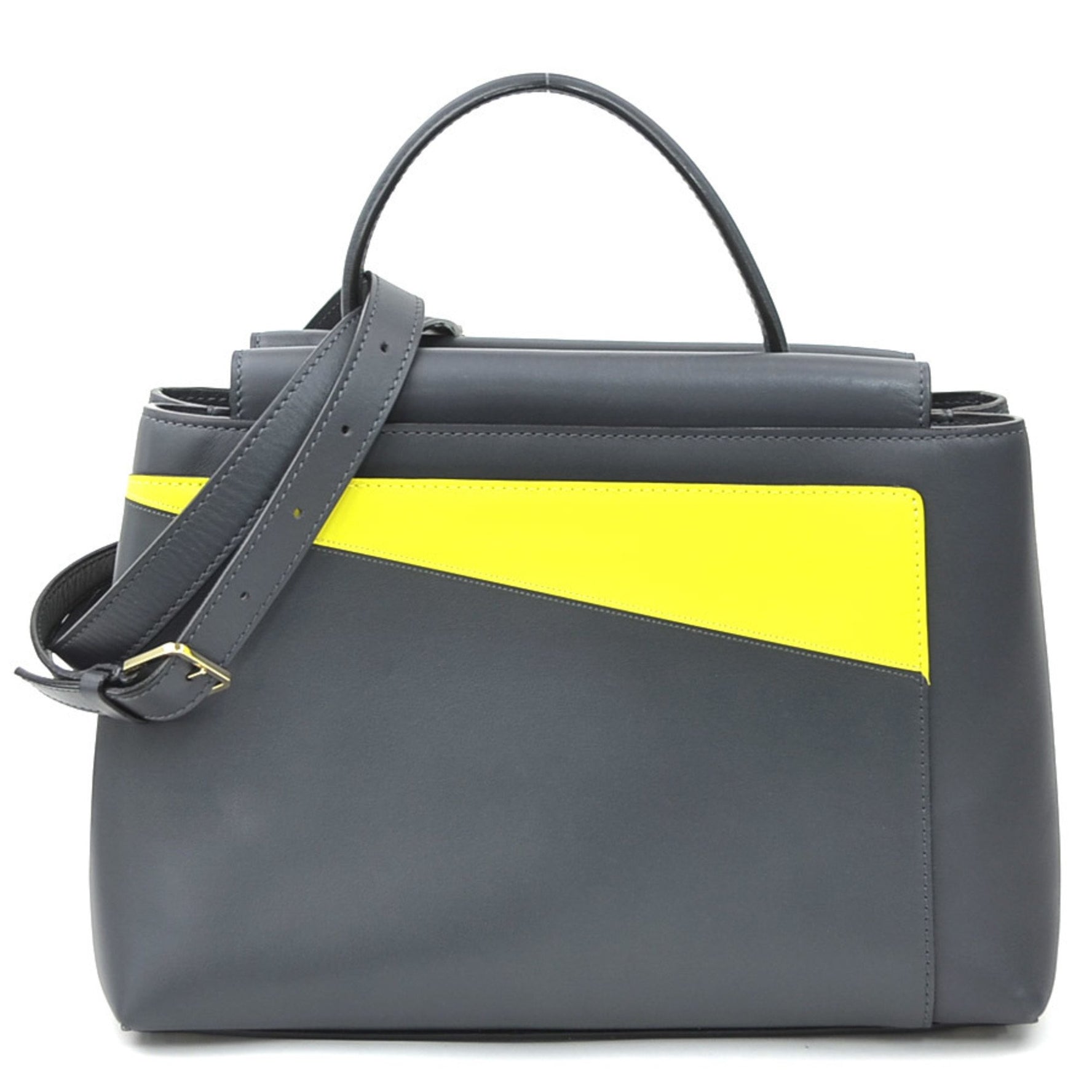 Valextra Small Twisted Leather Handbag/Shoulder Bag in Gray and Yellow, Women's, 90173g