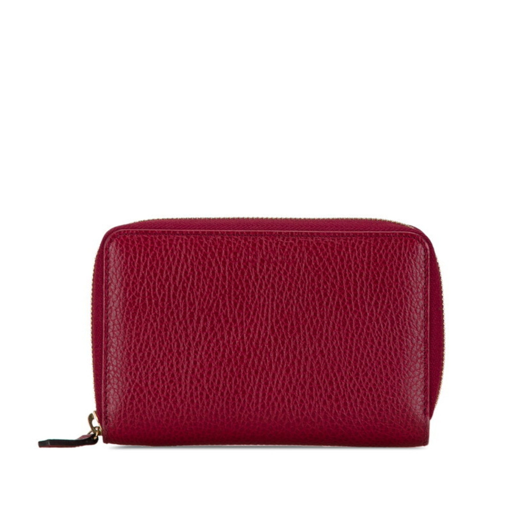 Gucci Round Long Wallet Wine Red Leather Women's GUCCI