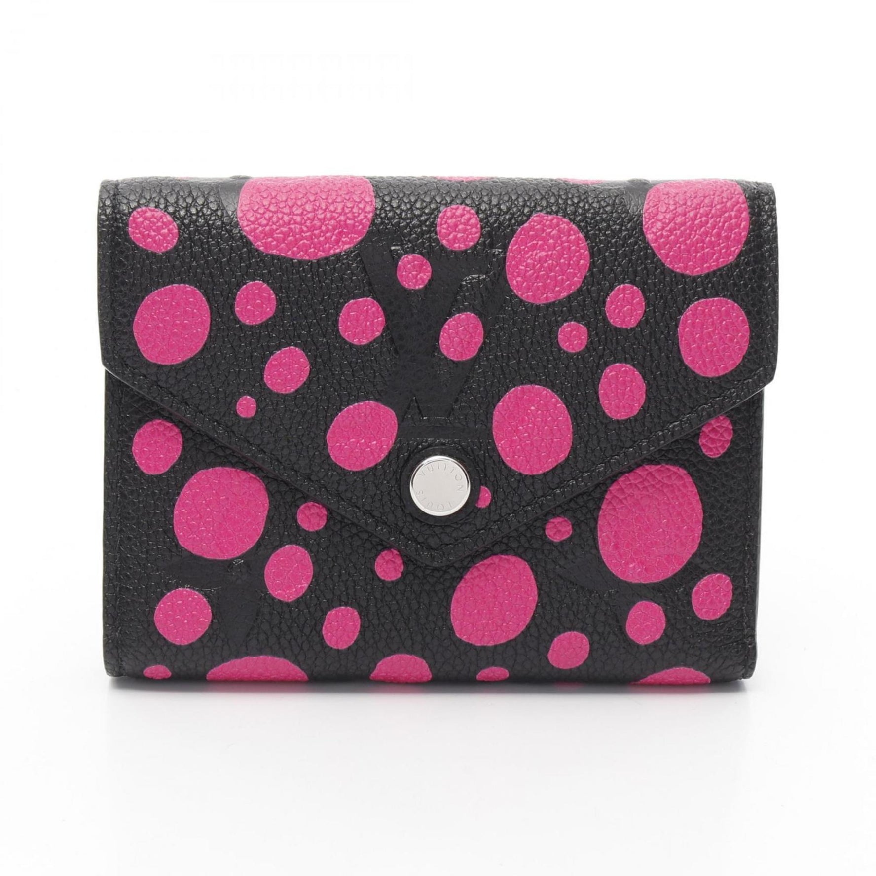 Louis Vuitton x Yayoi Kusama Portefeuille Victorine Bi-fold Wallet Leather Black Pink