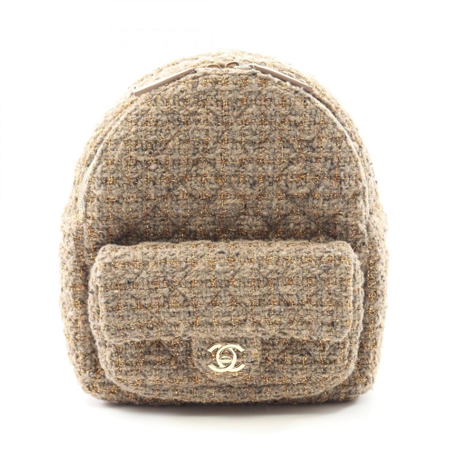 CHANEL Matelasse Backpack Fabric Leather Women's Beige AS0870