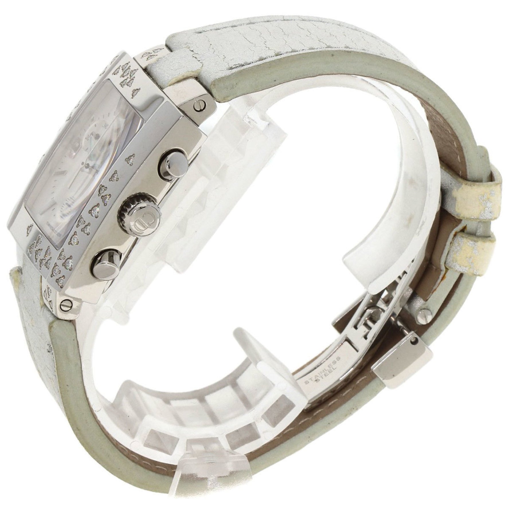 Christian Dior Riva Sparkling Chronograph Watch, Stainless Steel/Leather