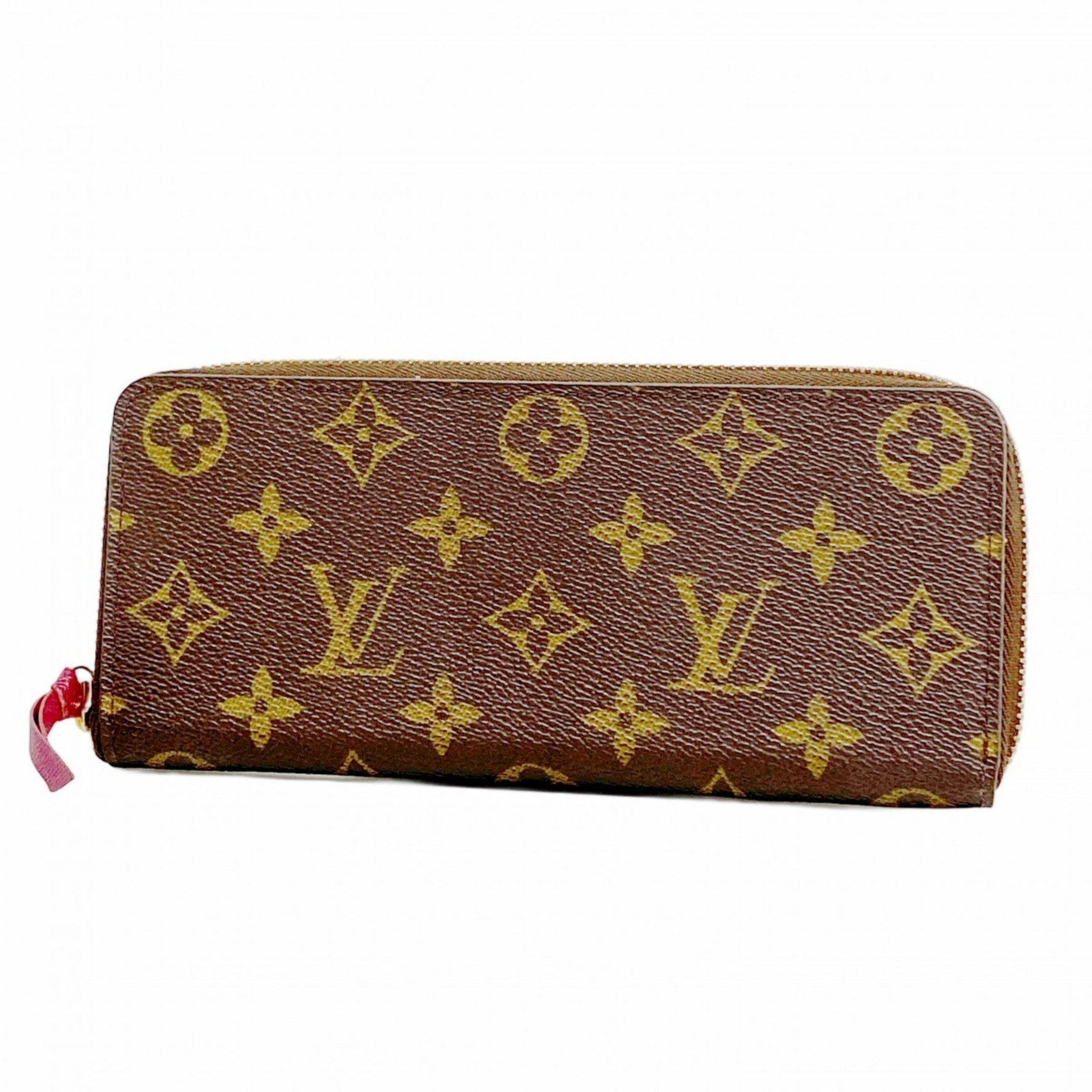 Louis Vuitton Monogram Portefeuille Clemence Long Wallet M60742 Brown Fuchsia Women's