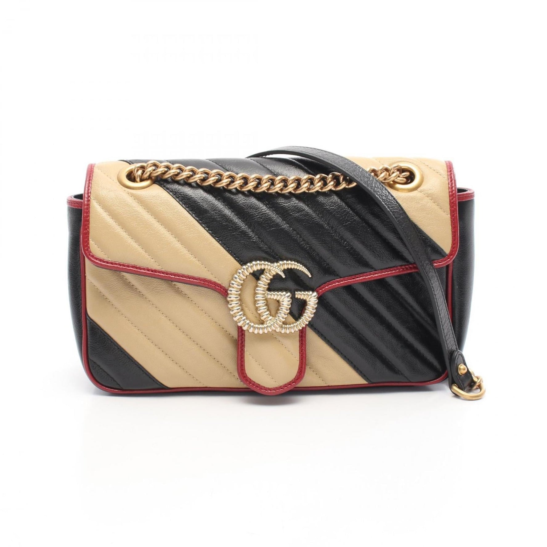 Gucci GG Marmont Quilted Small Shoulder Bag, Leather, Black, Beige, Red