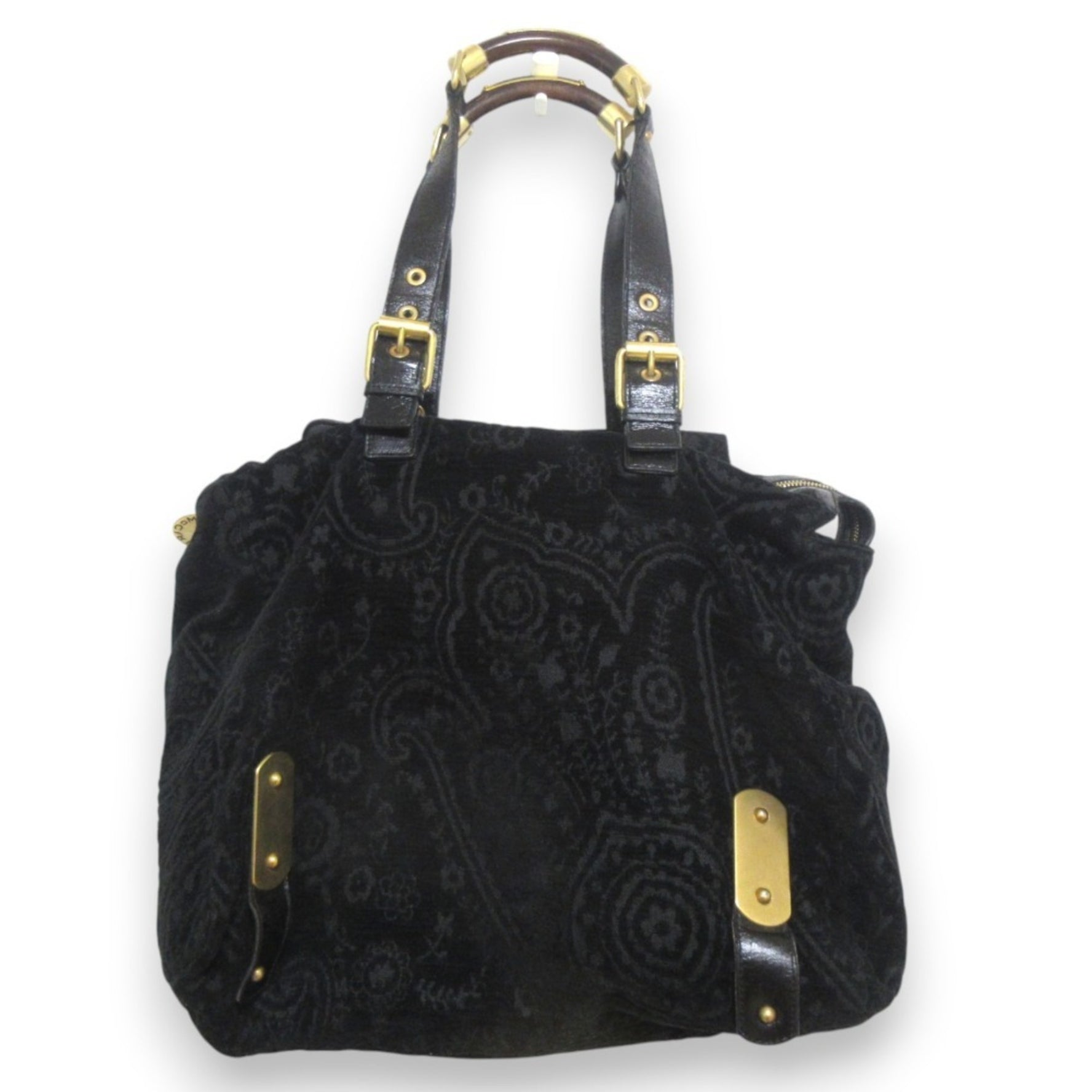Stella McCartney STELLA McCARTNEY Gobelin Wood Handle Tote Bag + Pouch x Gold Hardware