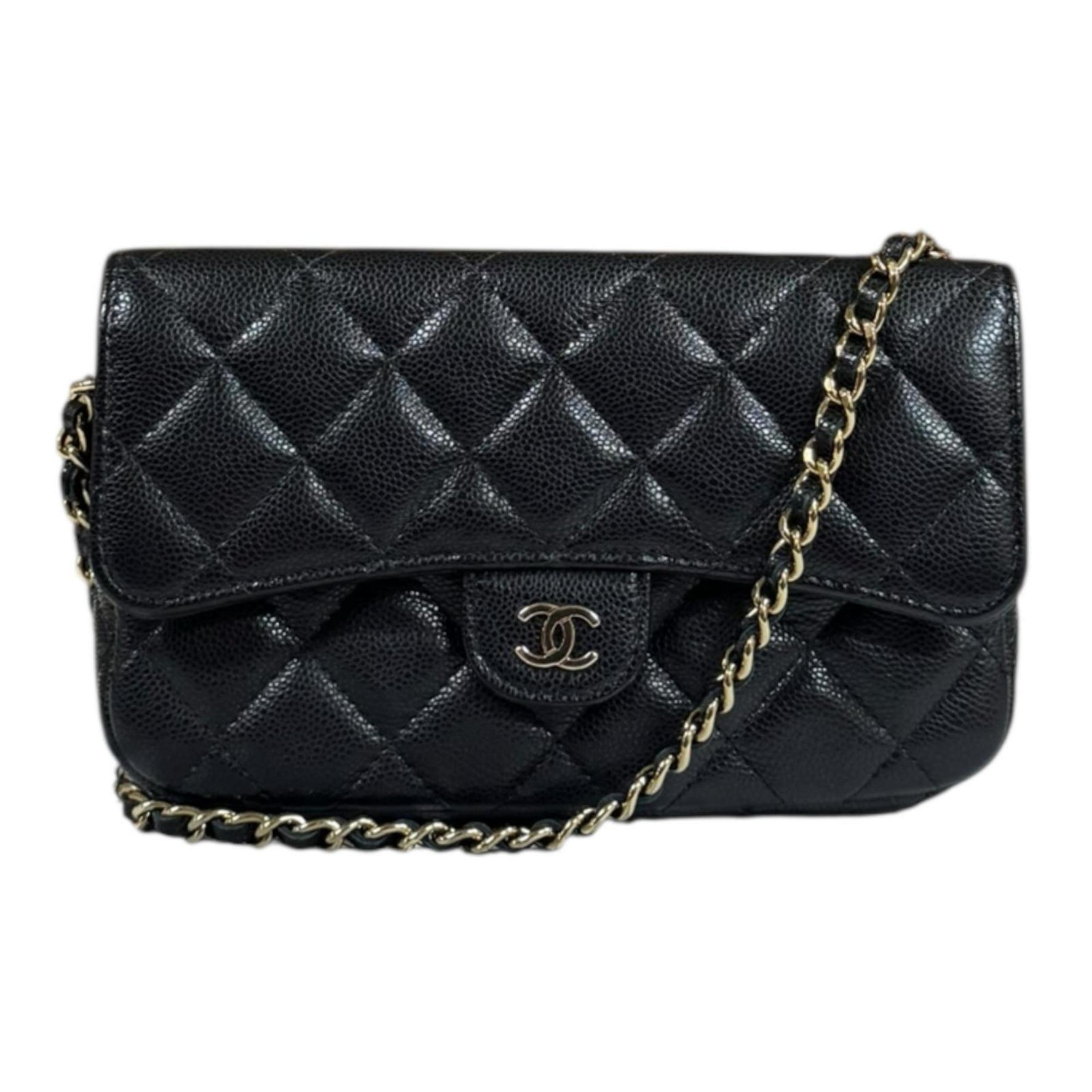 Chanel Matelasse Phone Case Shoulder Bag in Caviar Leather, with Chain