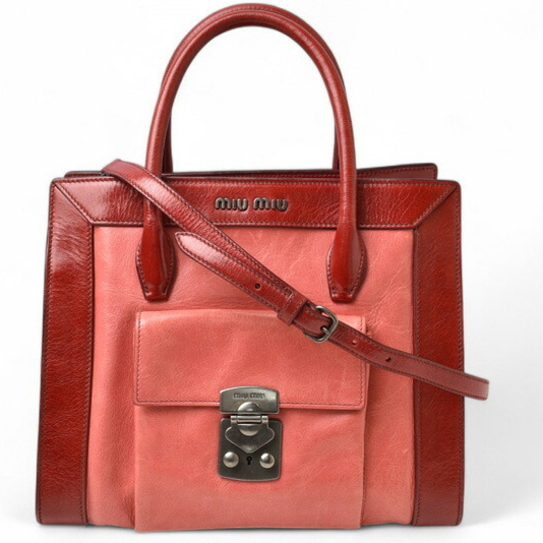 Miu Miu Miu Shoulder Bag Handbag miumiu Leather ROSA RUBINO
