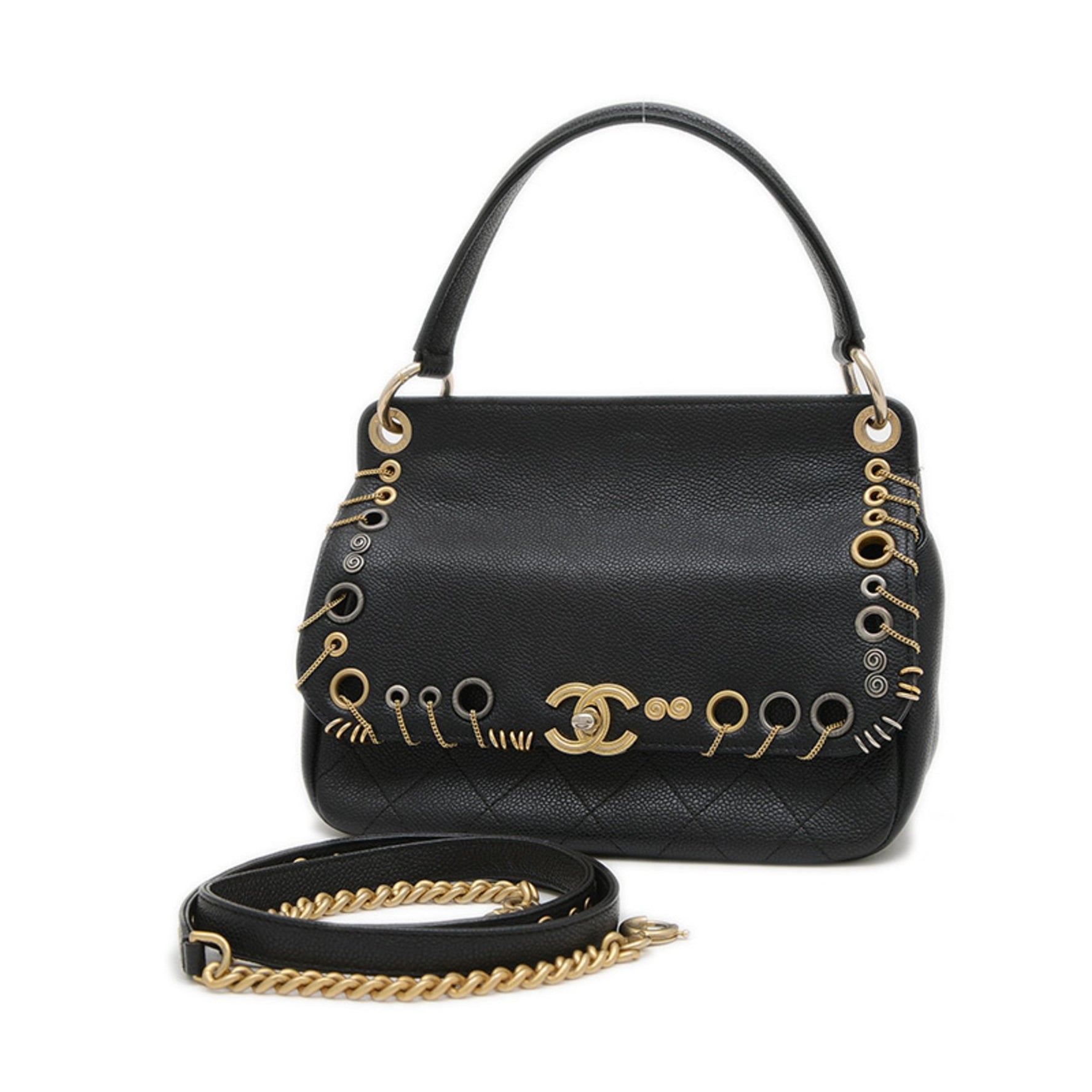 Chanel Piercing Hand Shoulder Bag in Caviar Skin