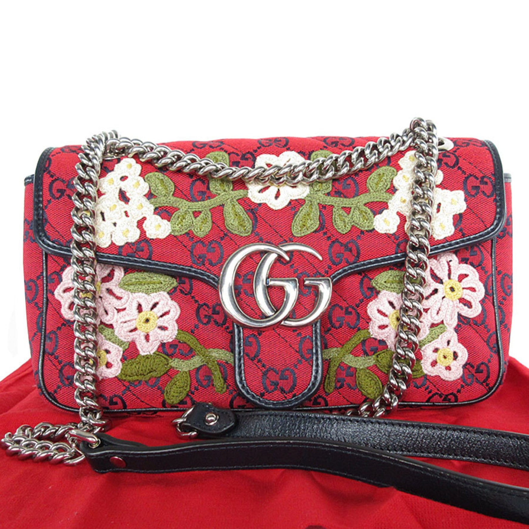 GUCCI Shoulder Bag GG Canvas Red Women's s0325g