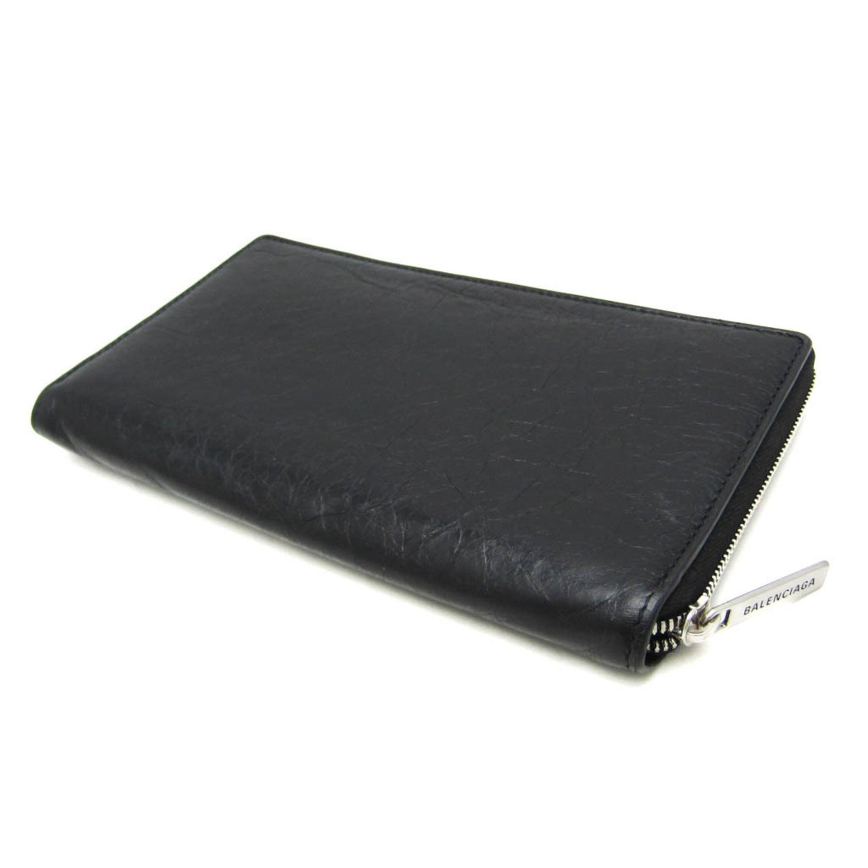 Balenciaga Monaco Continental Wallet Men,Women Leather Long Wallet (bi-fold) Black