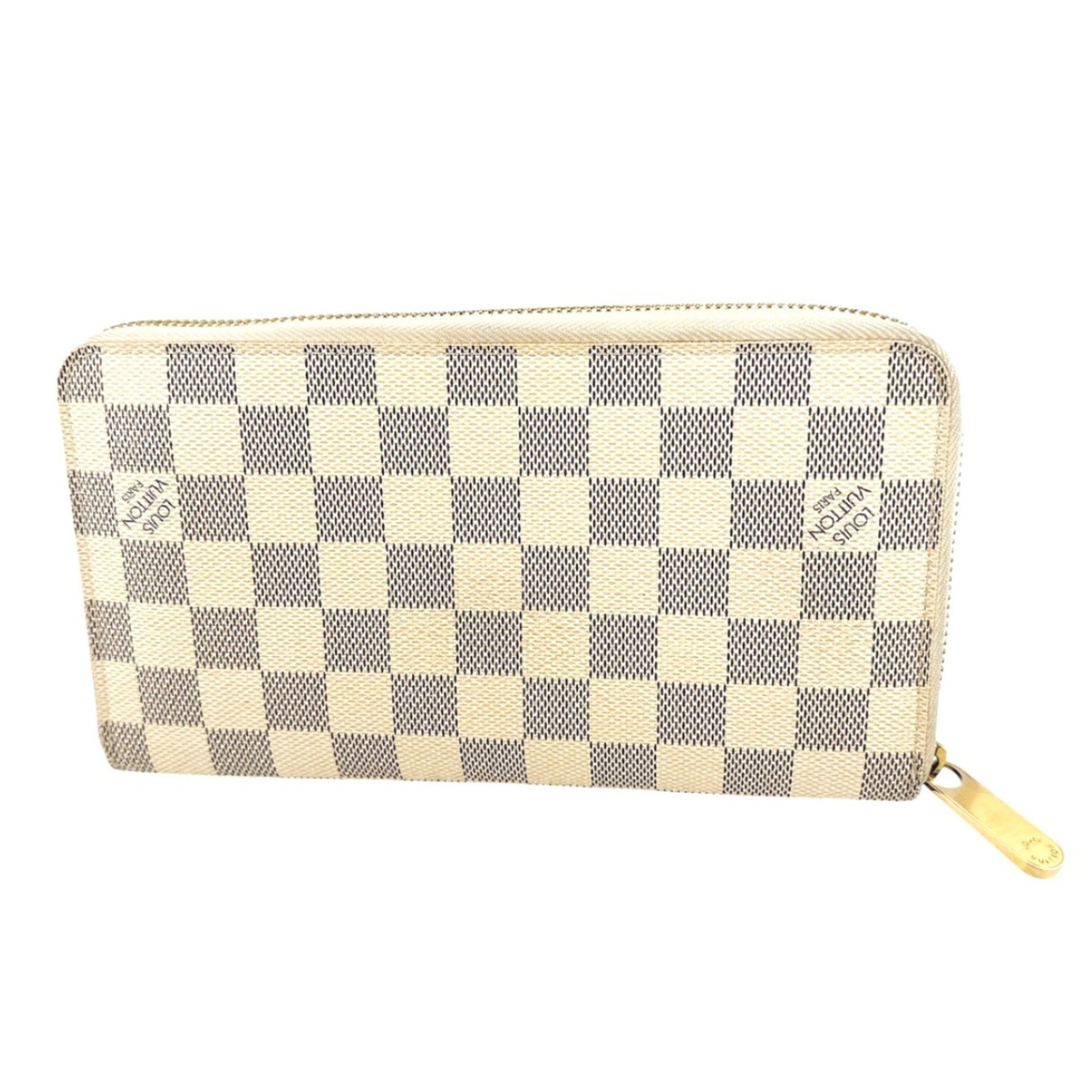 Louis Vuitton Long Wallet Round Damier Azur Zipper Organizer Canvas LV