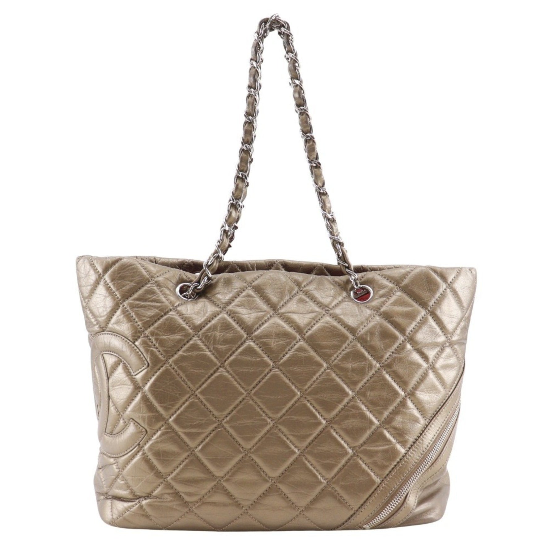 CHANEL Cotton Club Cambon Line Tote Bag Leather Gold Zipper