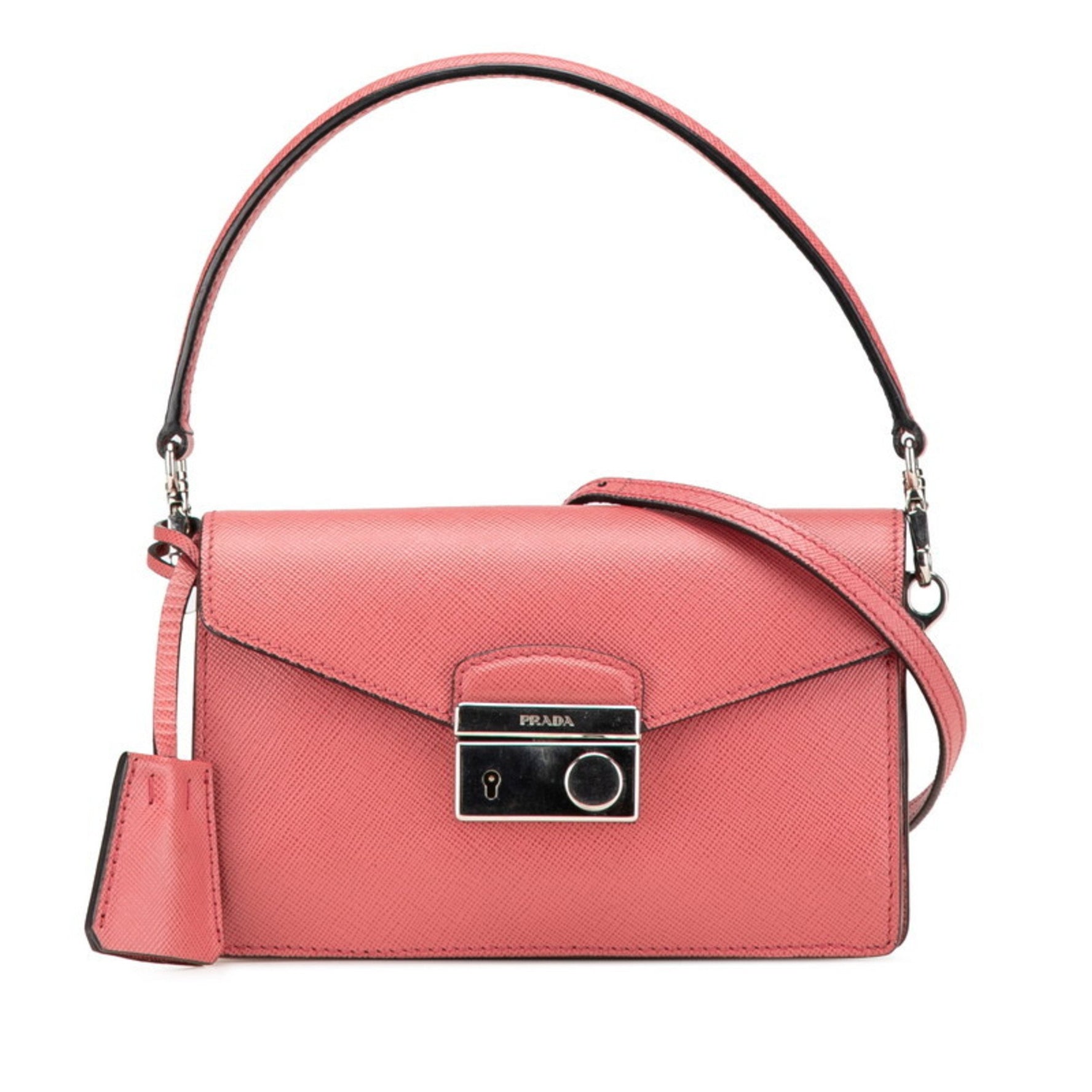 Prada Saffiano Handbag Mini Shoulder Bag Pink Leather Women's PRADA