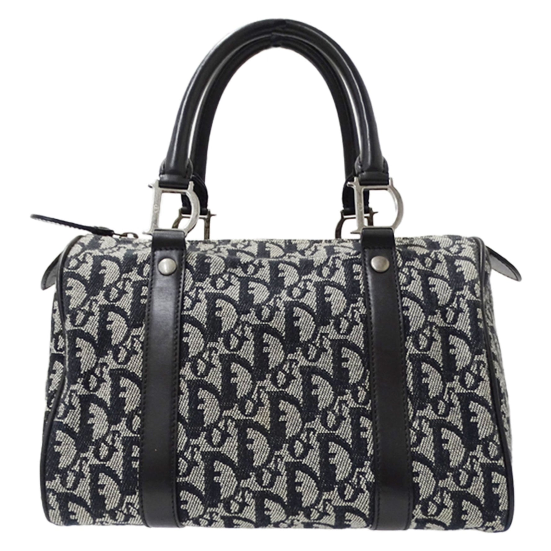Christian Dior Dior Trotter Handbag, Canvas, Oblique Mini Boston Bag