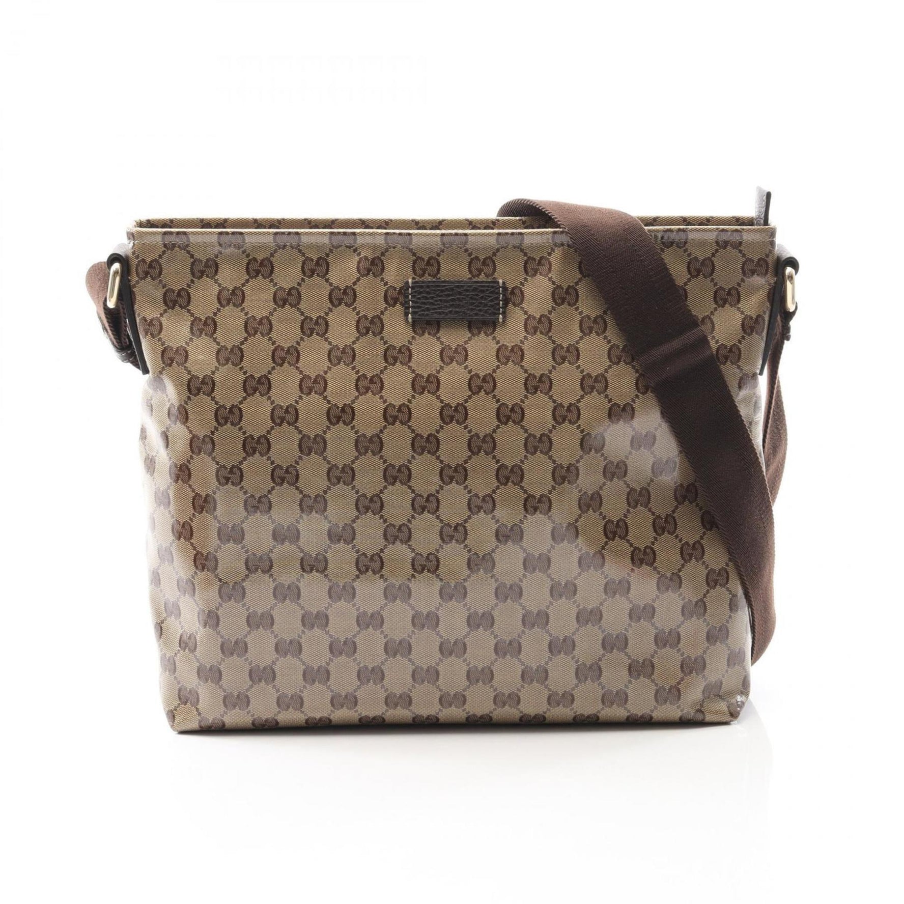 Gucci GG Crystal Shoulder Bag, Coated Canvas and Leather, Men's Beige Brown