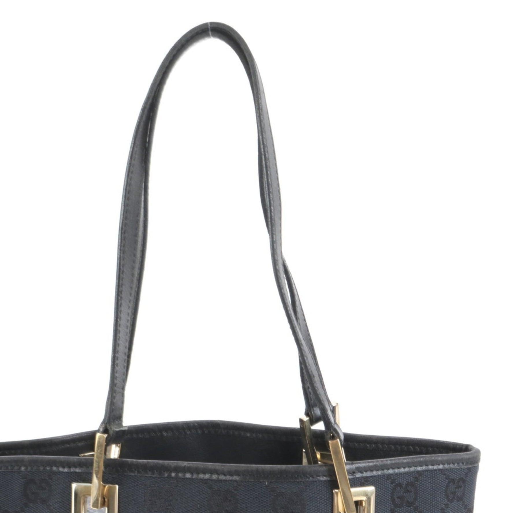 Gucci GG Canvas Leather Tote Bag, Shoulder 002 1099, with Gold Hardware