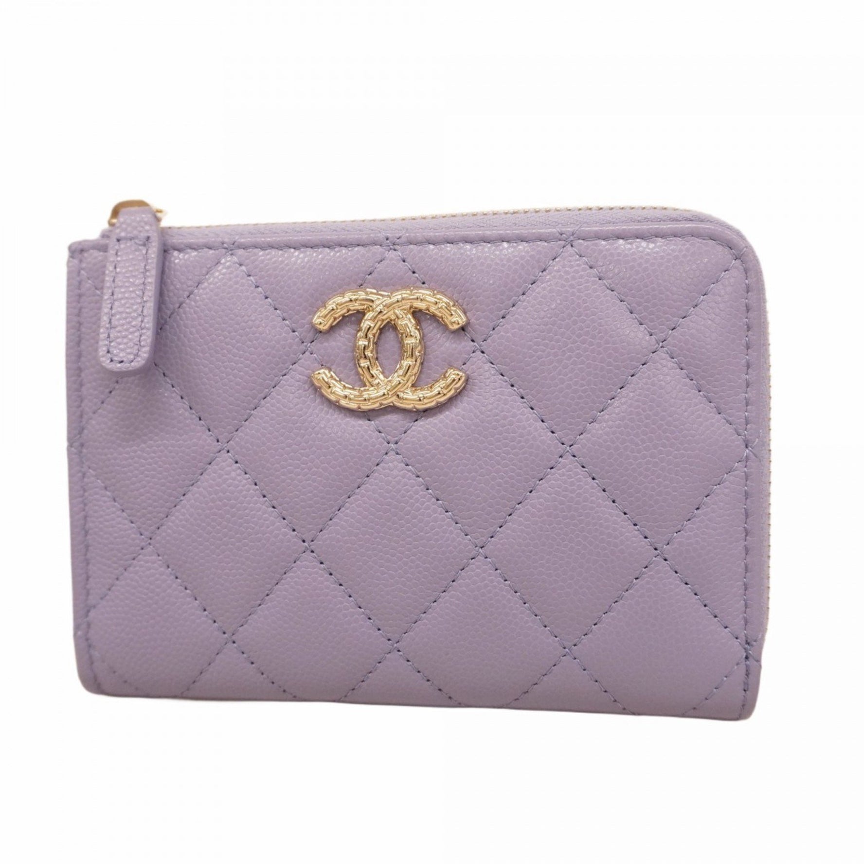 Chanel Matelasse Caviar Leather Wallet/Coin Case in Purple Champagne for Women