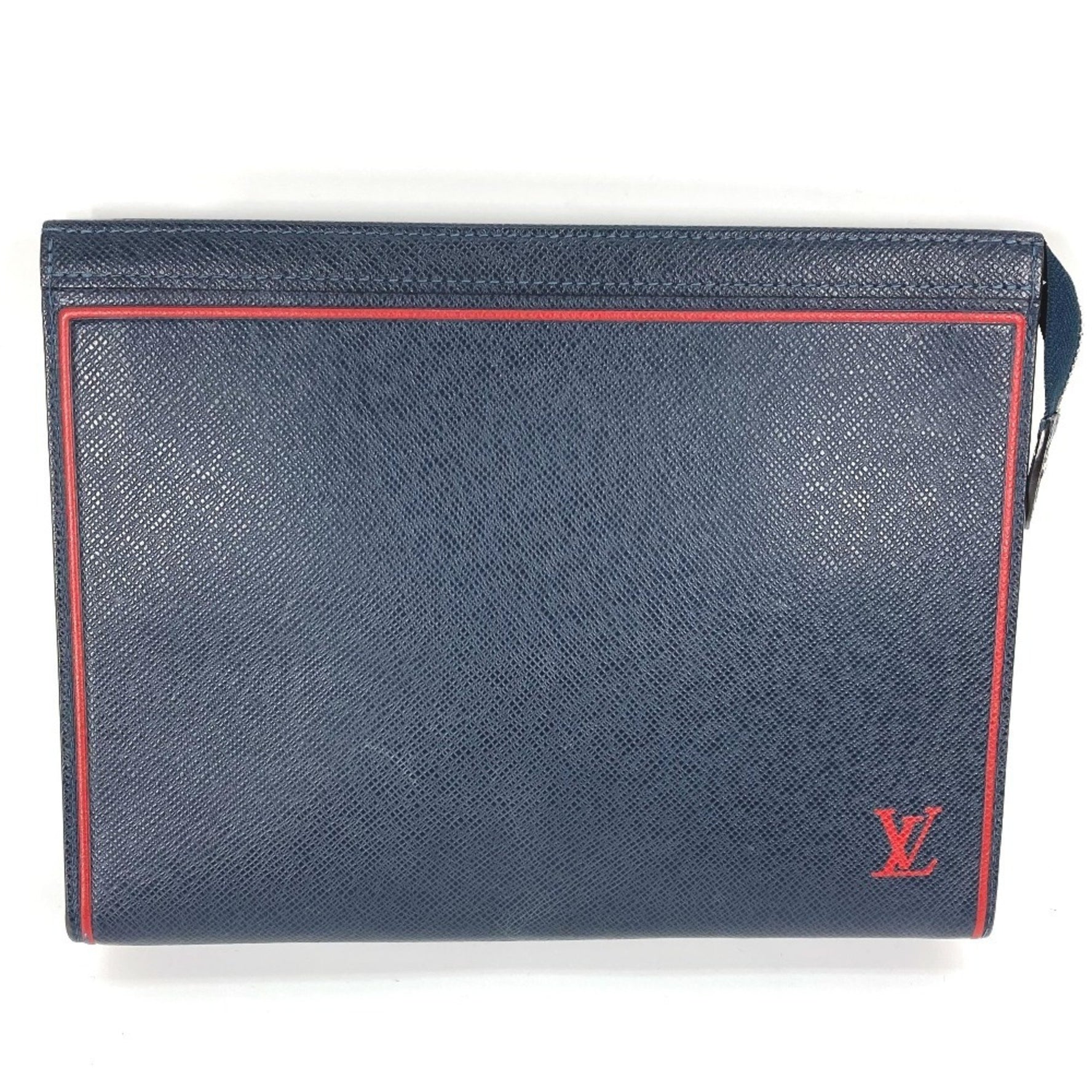 LOUIS VUITTON M63394 Taiga Pochette Voyage Pouch, Two-Tone Second Bag, Leather, Men's, Blue Marine, Navy