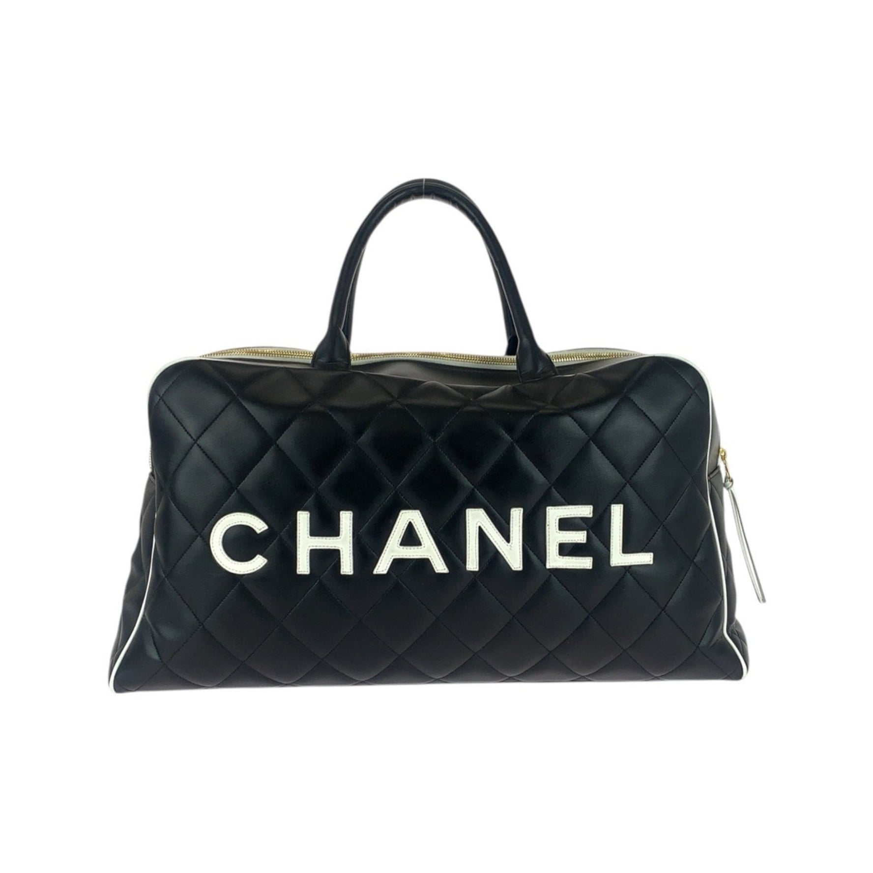 CHANEL Vintage Matelasse Leather Boston Bag with Gold Hardware