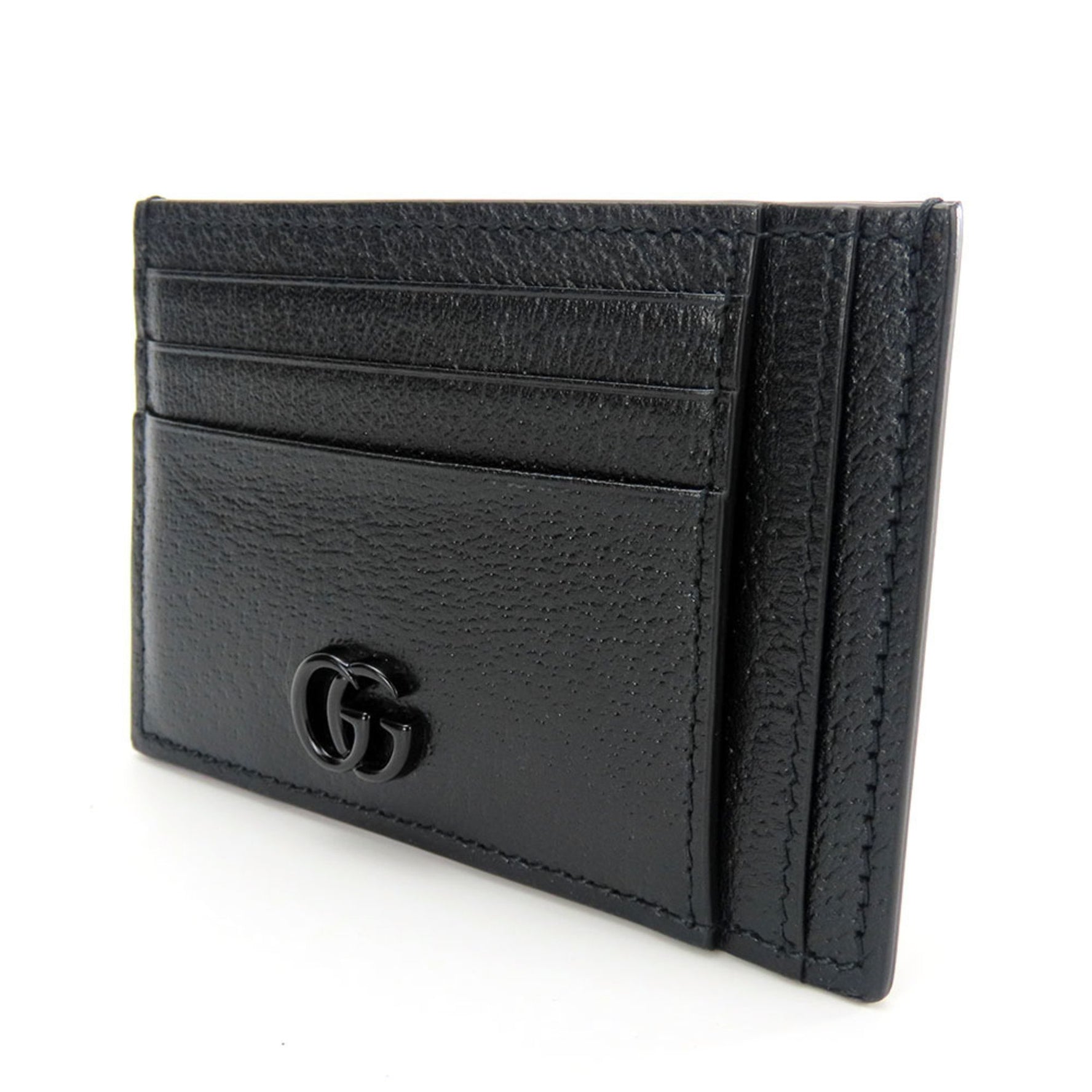Gucci Business Card Holder/Card Case Double G Leather Black Accessories Women Men GUCCI